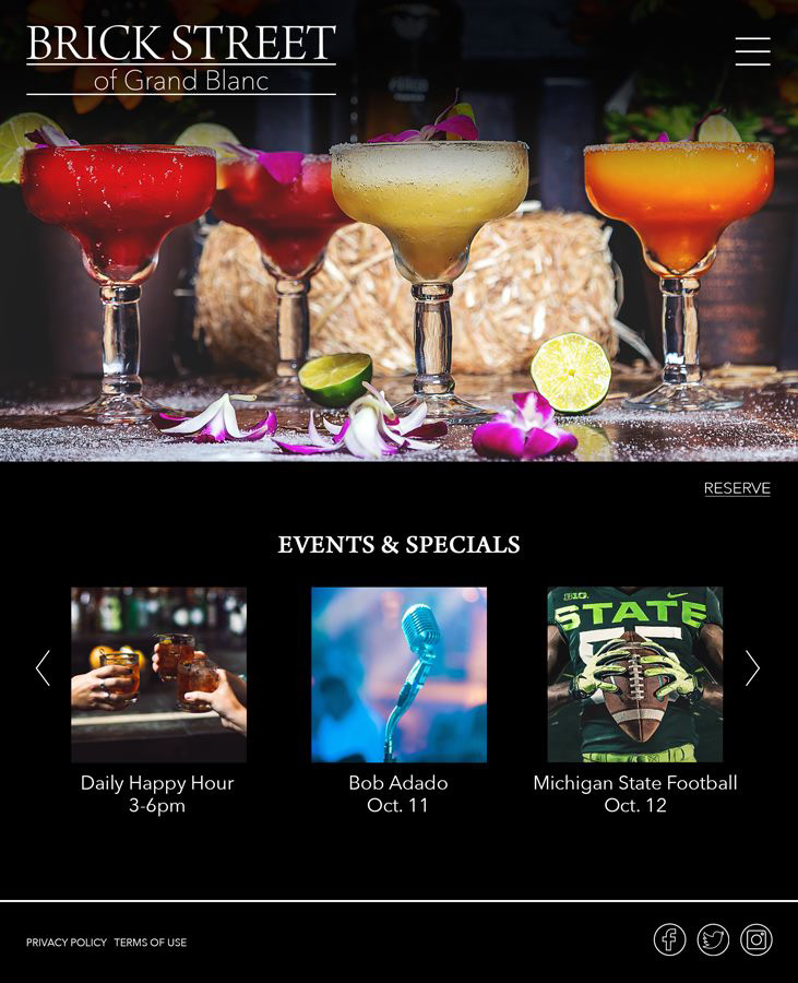 Brick Street Website Redesign - Mock-up Specials Page