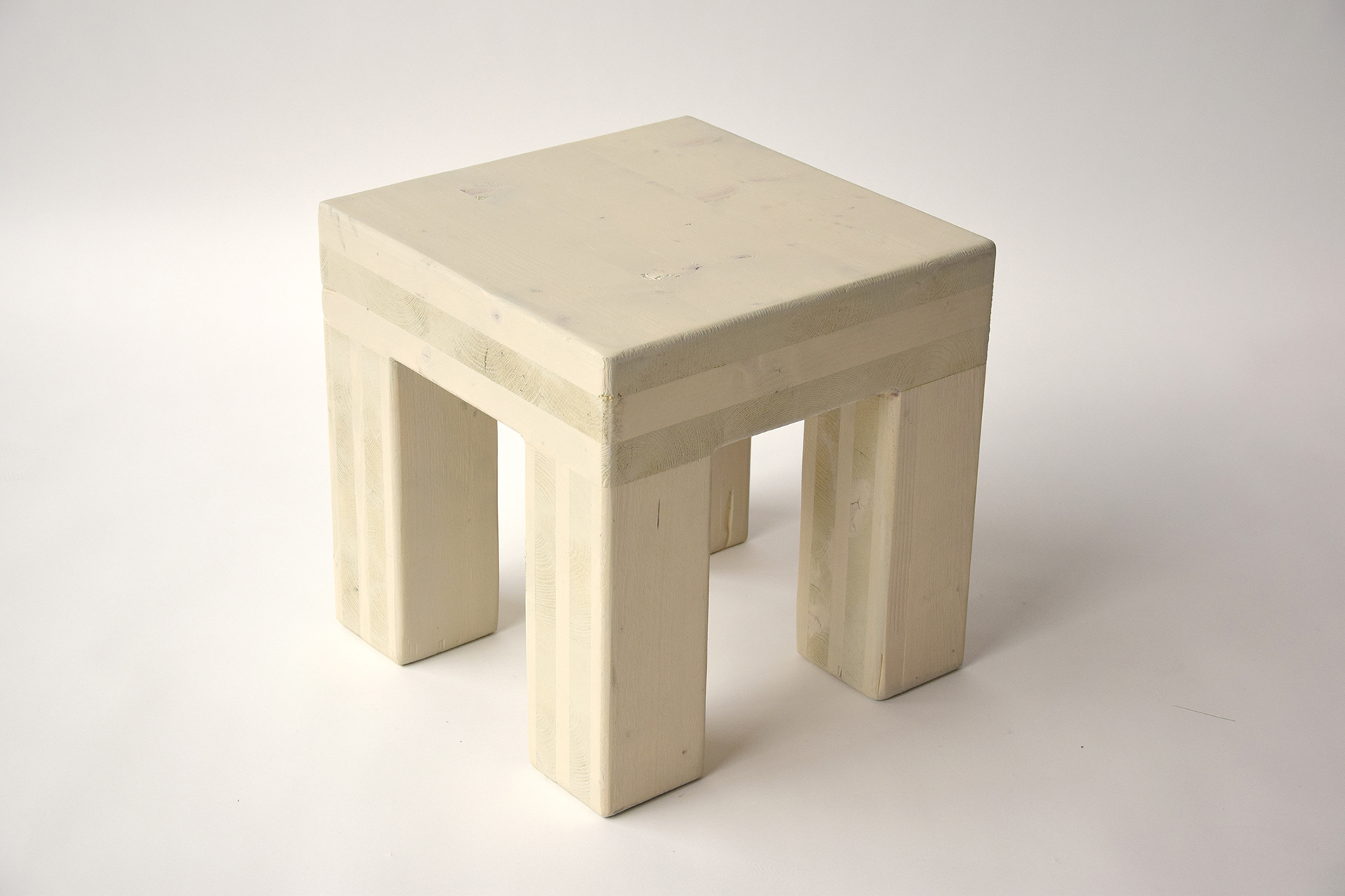 chunky small stool, lime grey