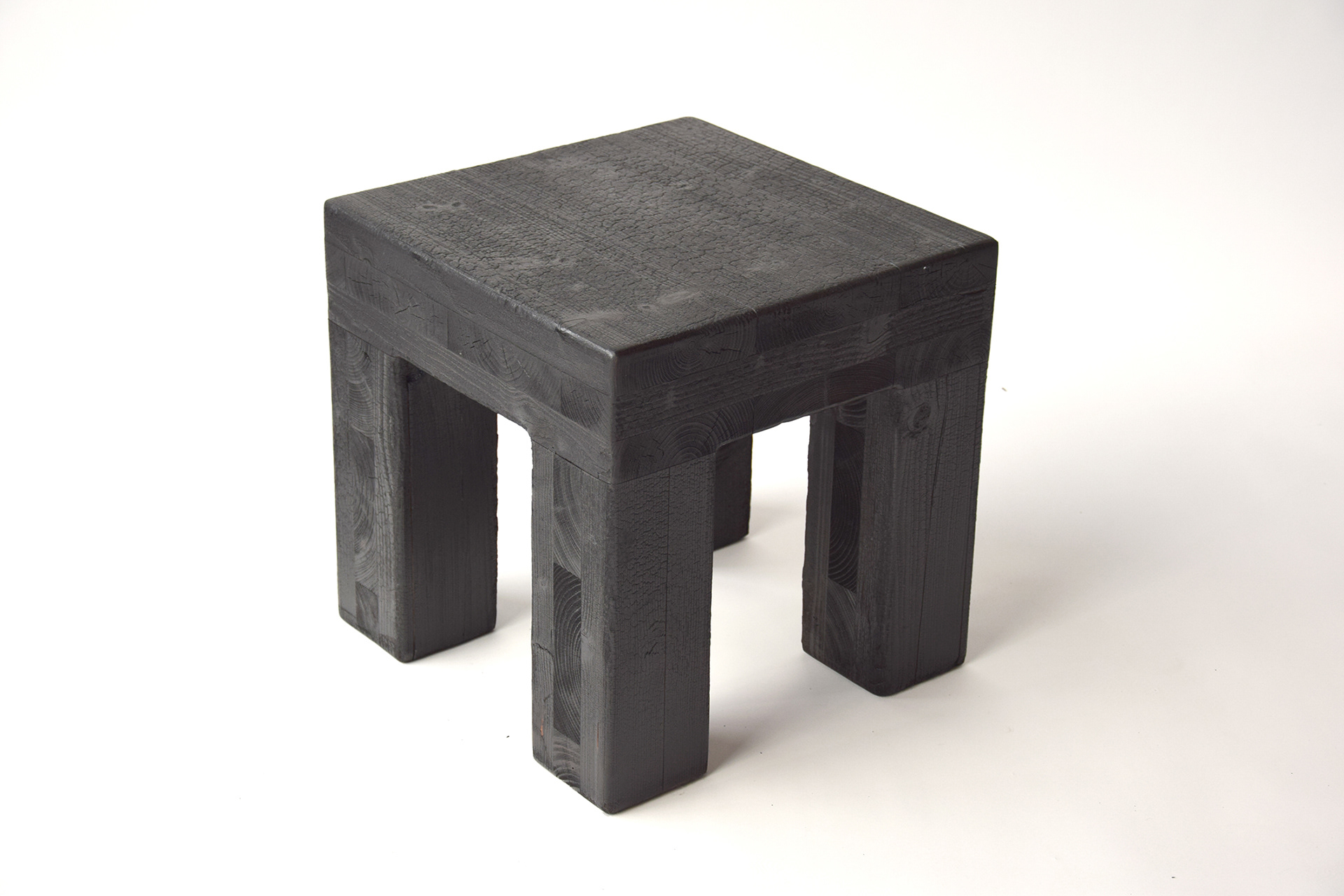chunky small stool, shou sugi ban