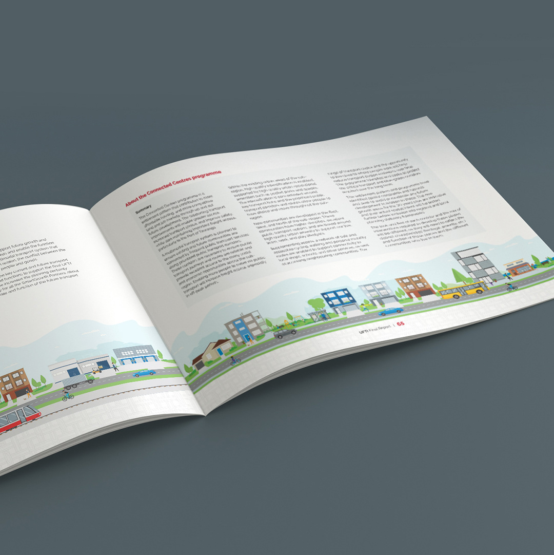 A4 Landscape report spread by Onyx Design