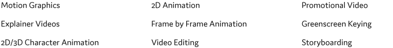 My craft | Motion Graphics | Explainer Videos | 2D/3D Character Animation | 2D Animation | (Traditional) Frame by Frame Animation | Video Editing | Promotional Video | Greenscreen Keying | Storyboarding
