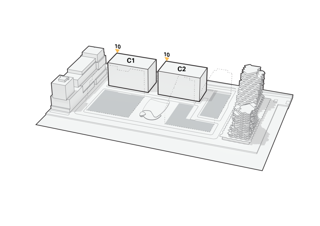 Volume : C2 will be 10 floors and will provide over 25.000m2 of floor area.