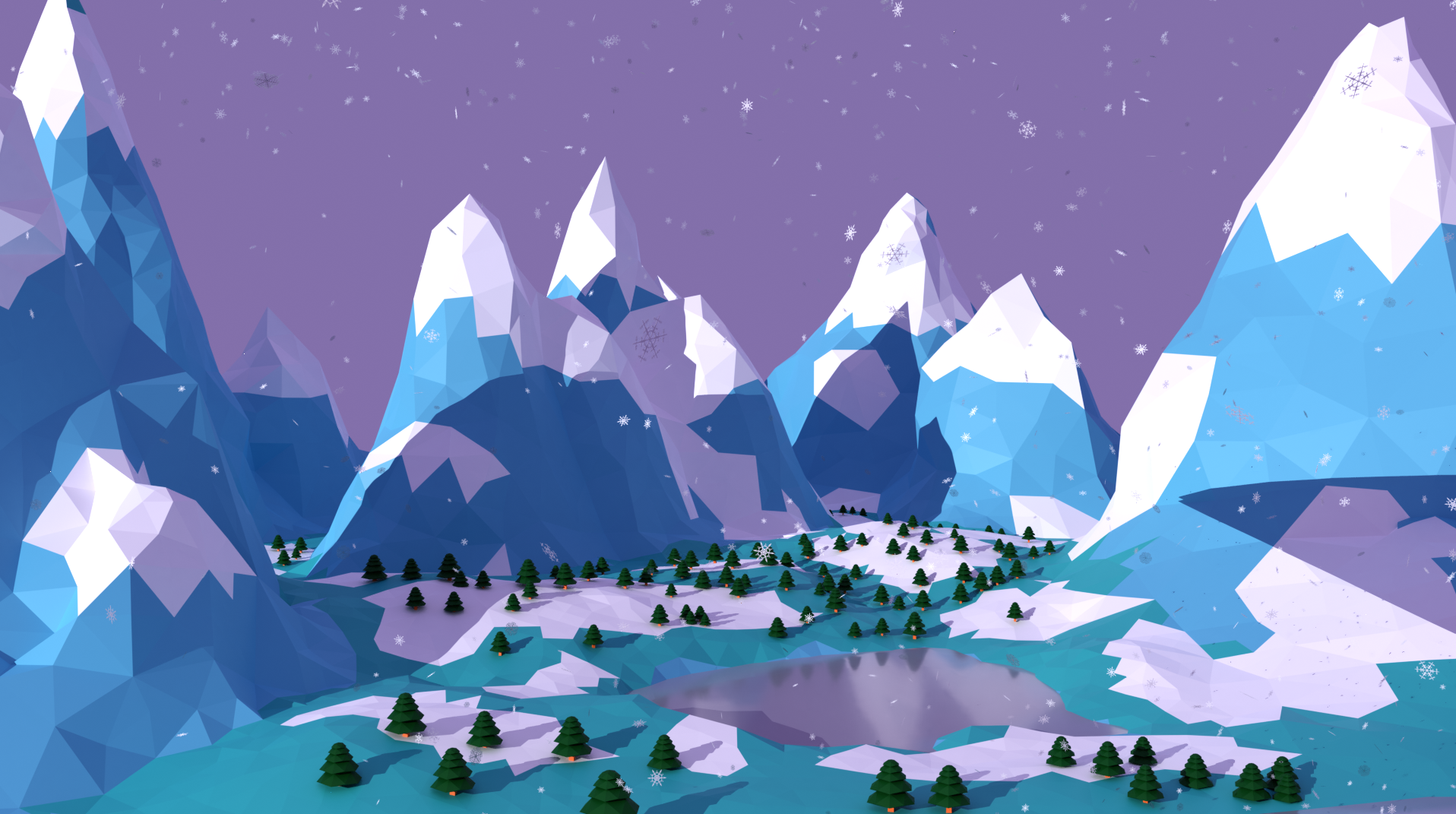 Snowy Forest With Snowflakes