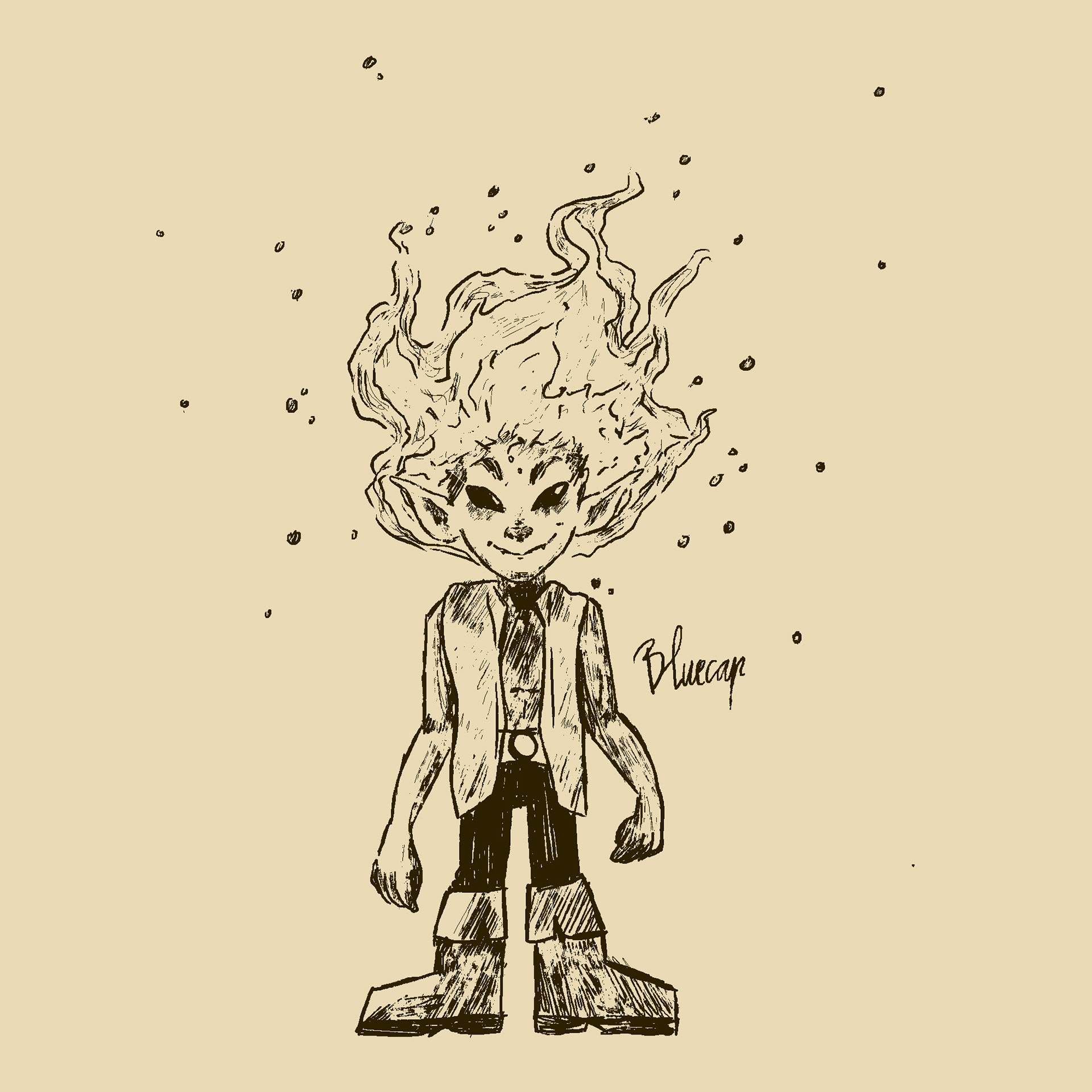 A sketch of a folklore creature called a bluecap
