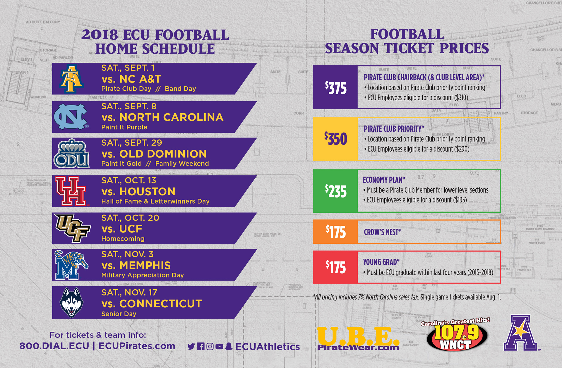 Steve Uhlmann 2018 ECU Football Spring Poster/Pocket Schedule