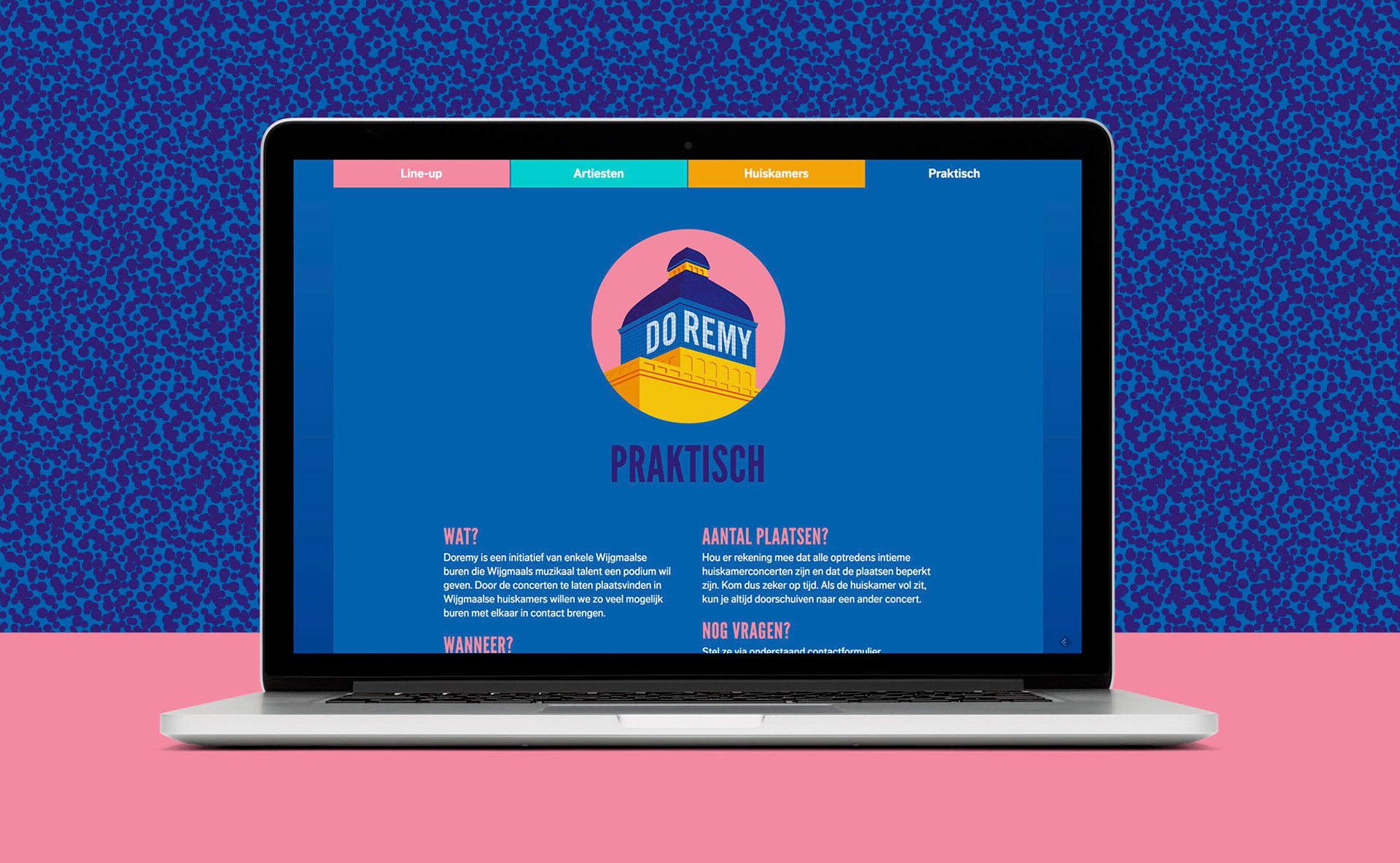 Praktische gegevens Responsive website Detail poster Doremy Huiskamerfestival Wijgmaal