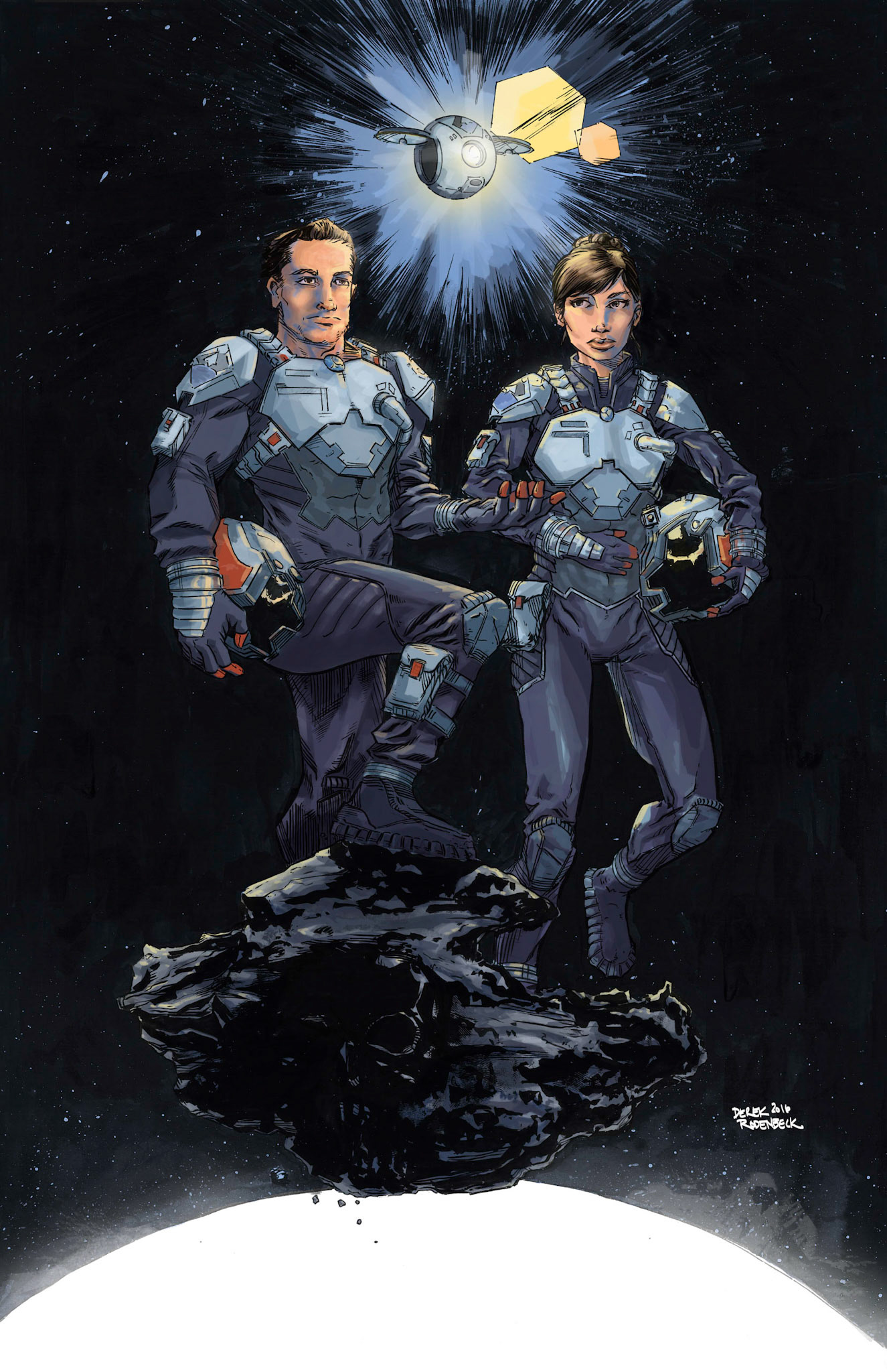 Astronaut – Ink and Digital art by Derek Rodenbeck derekro