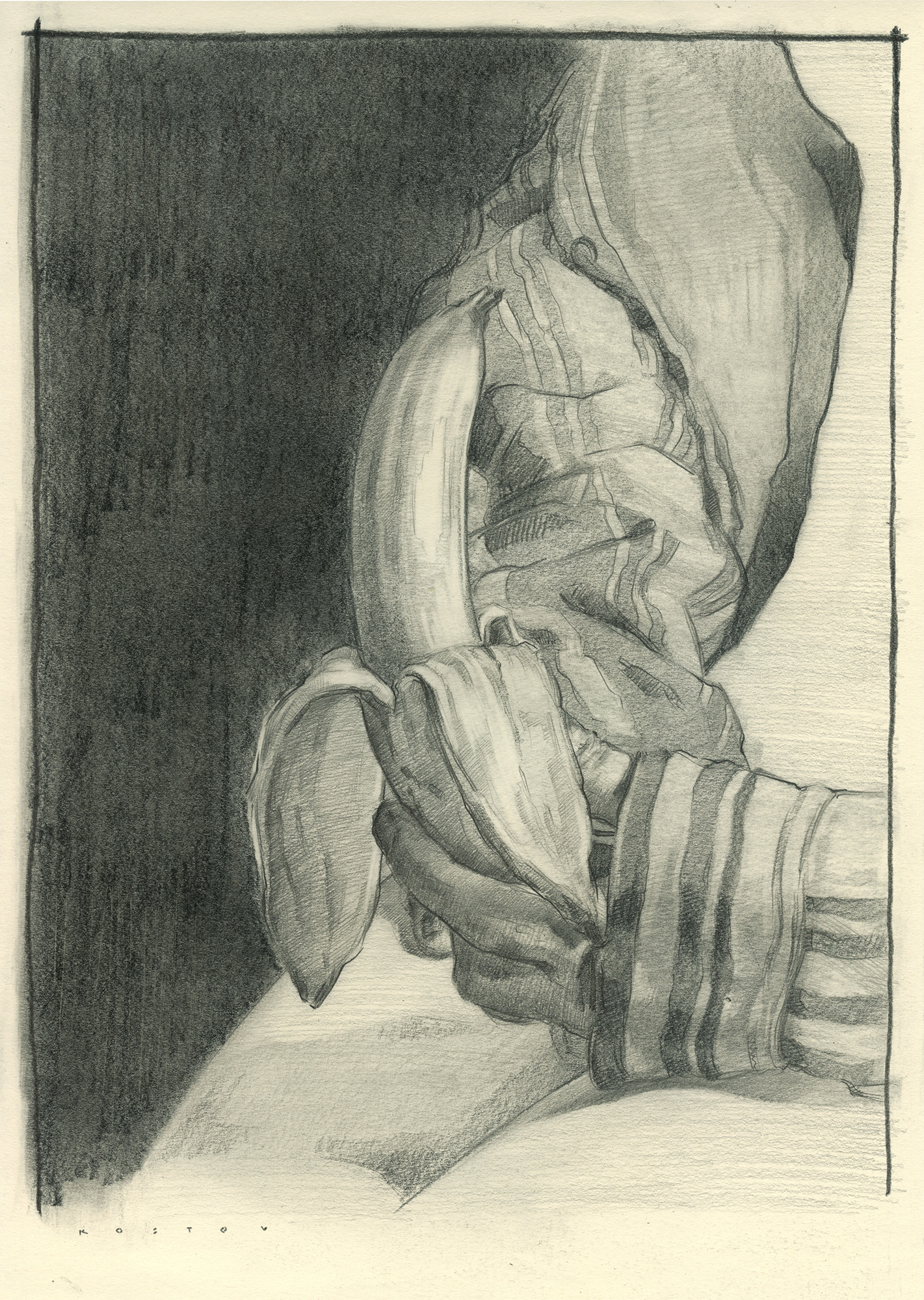 Study of a hand with banana