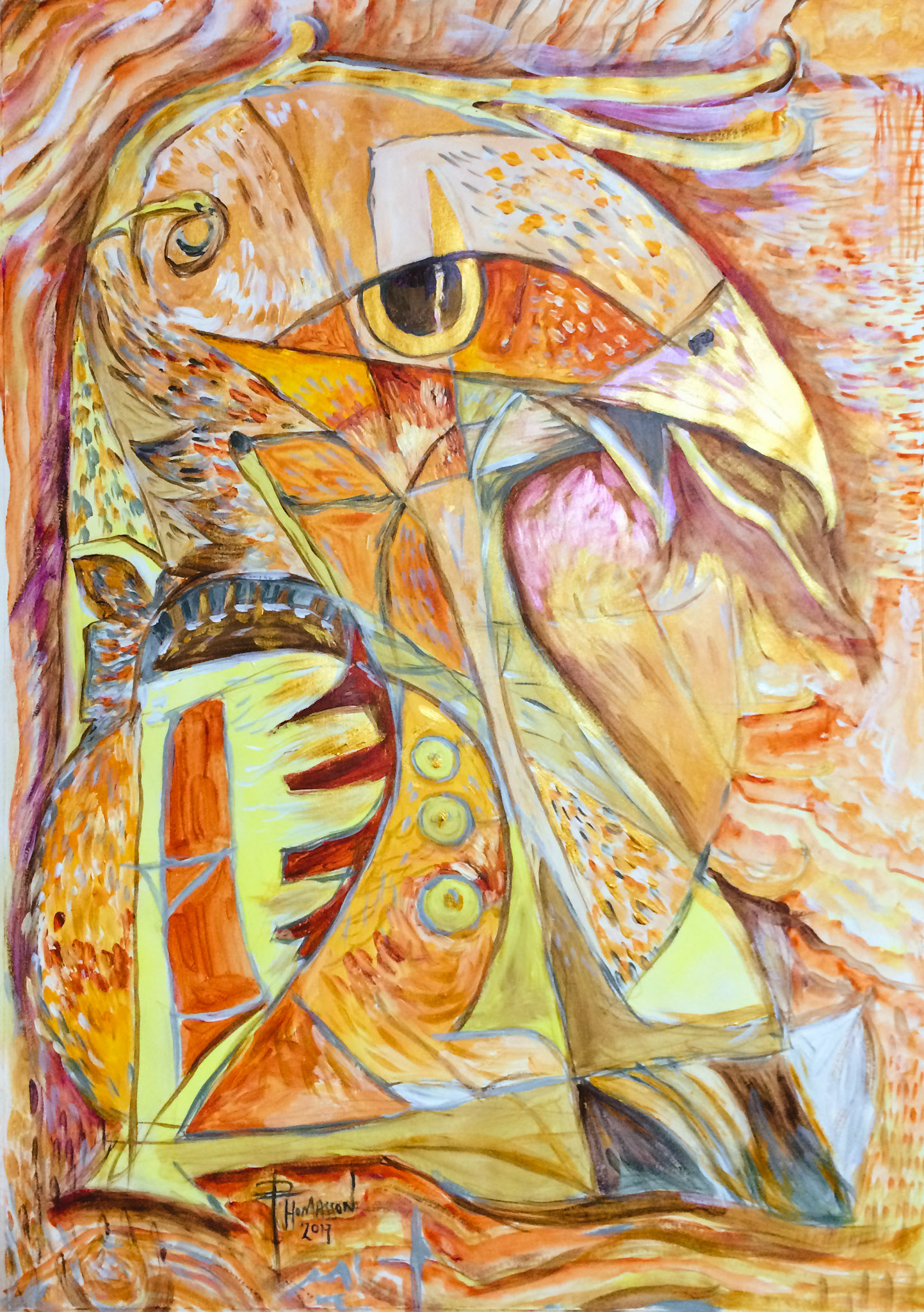 Hawklike watchful eyes see all.