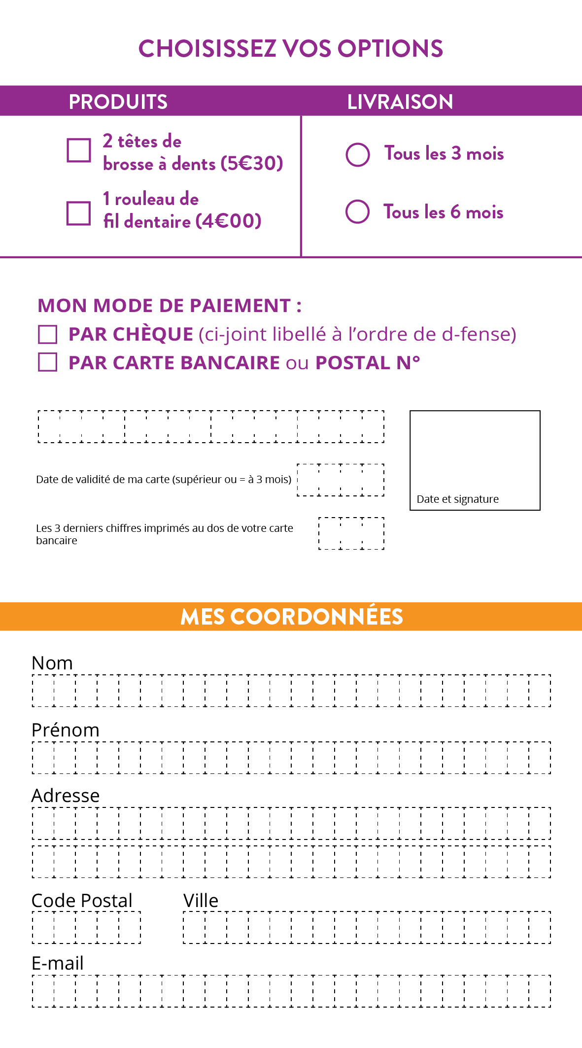 Formulaire d'abonnement