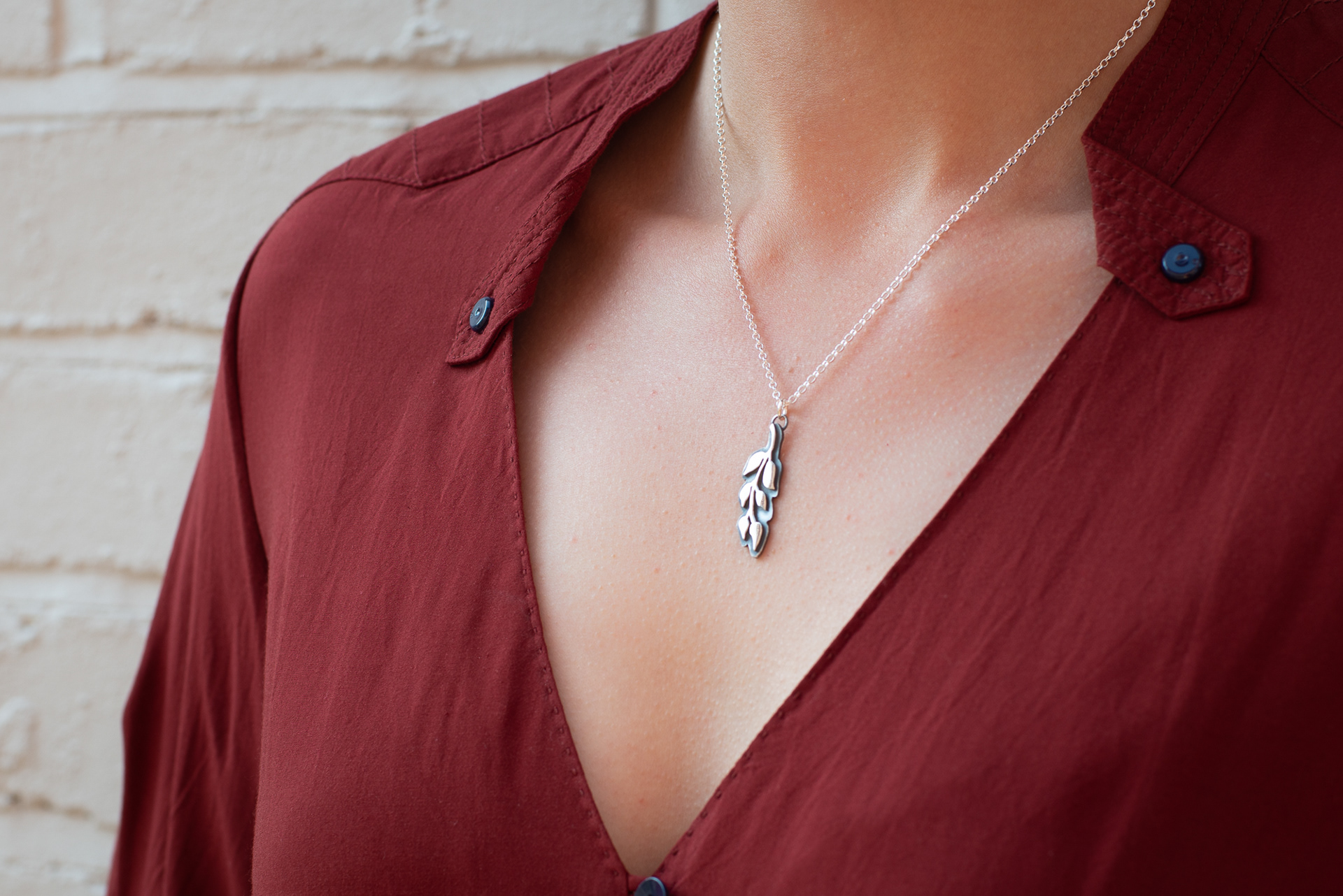 Hand Sawn Leaves Necklace - £40