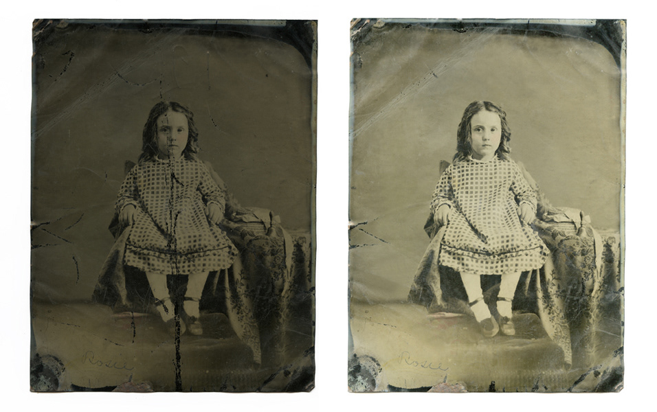 Retouching and restoration (before and after)