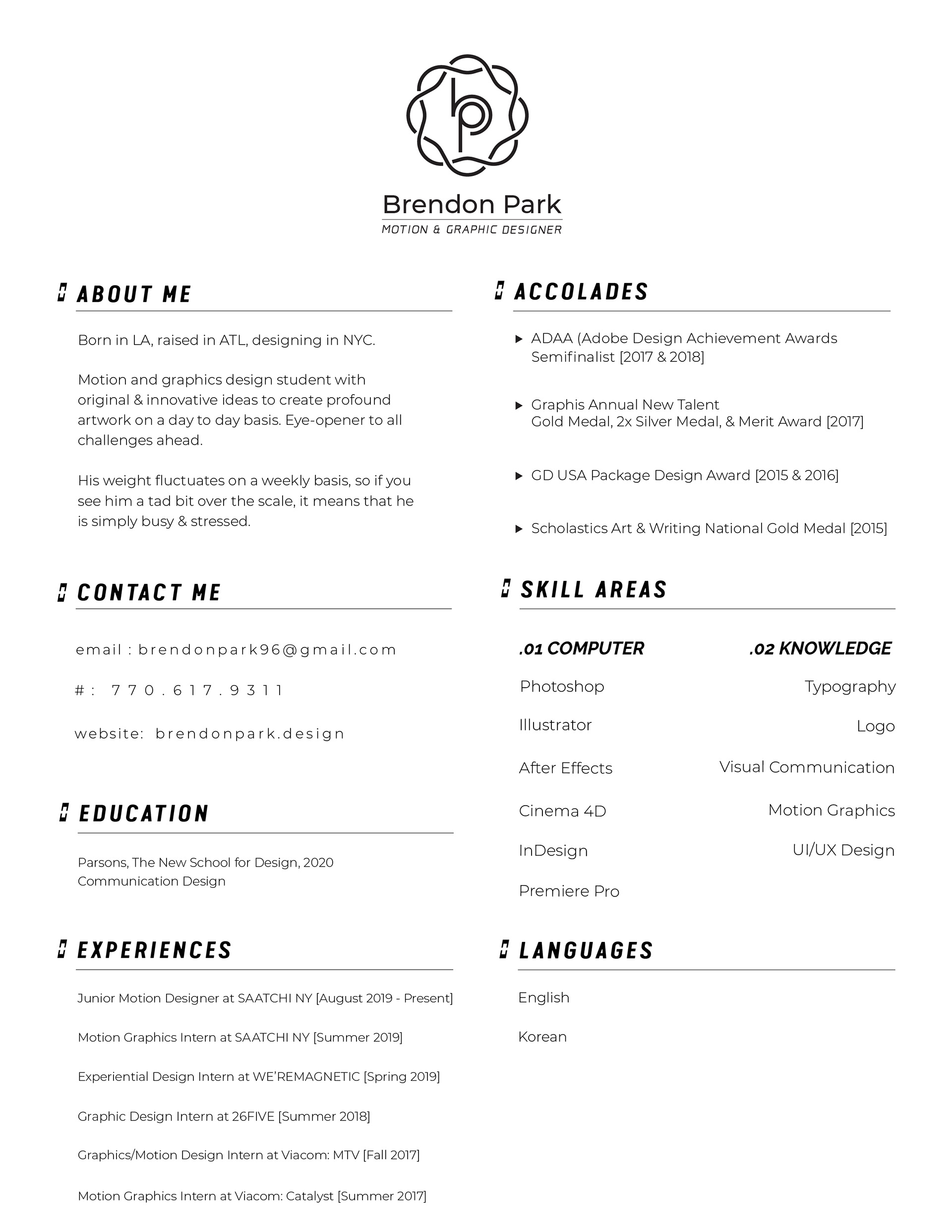 Brendon Park - Resume