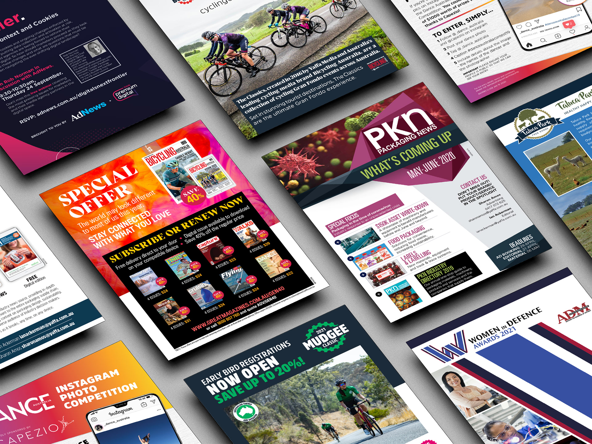 Posters, advertisements and flyers