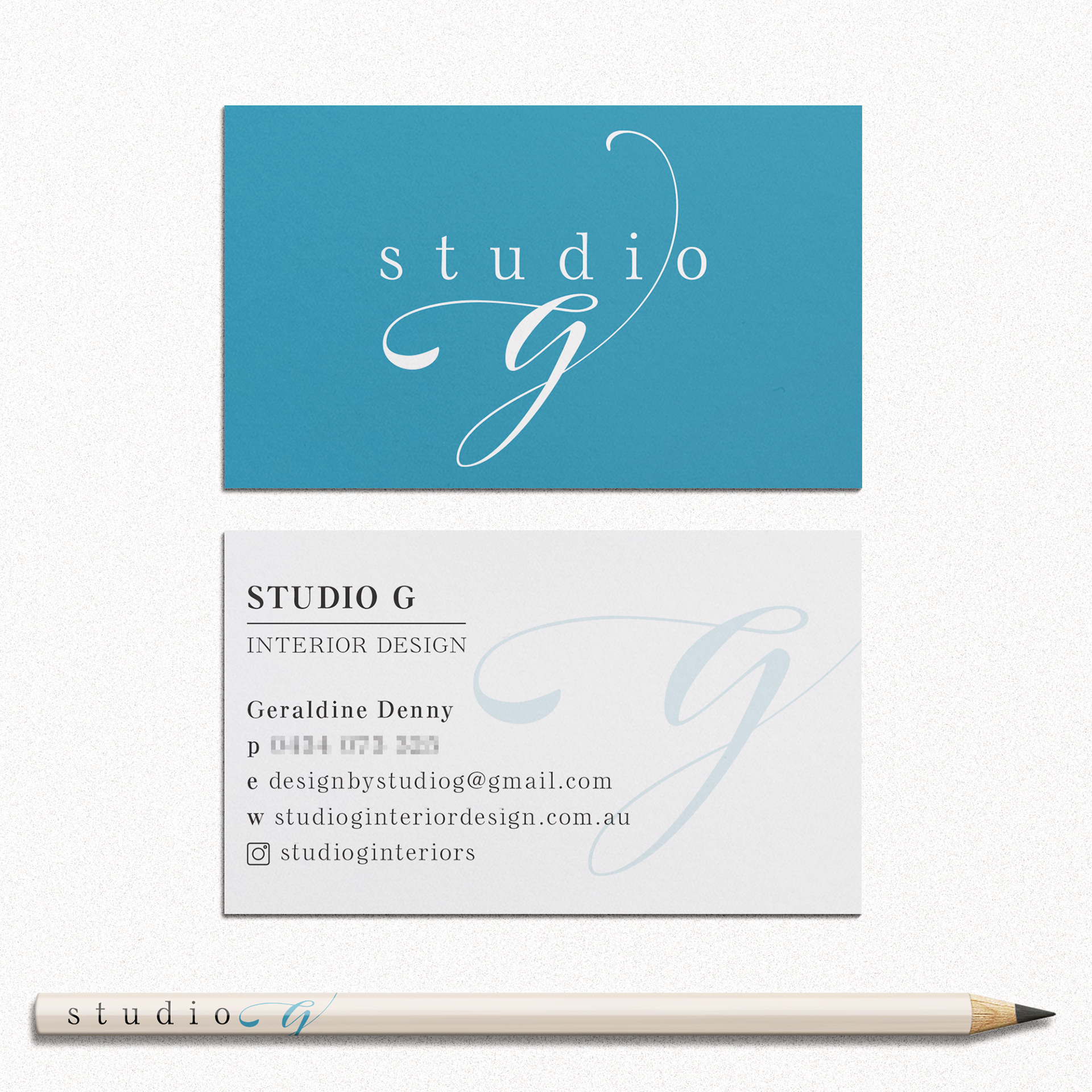 Studio G logo and stationery design