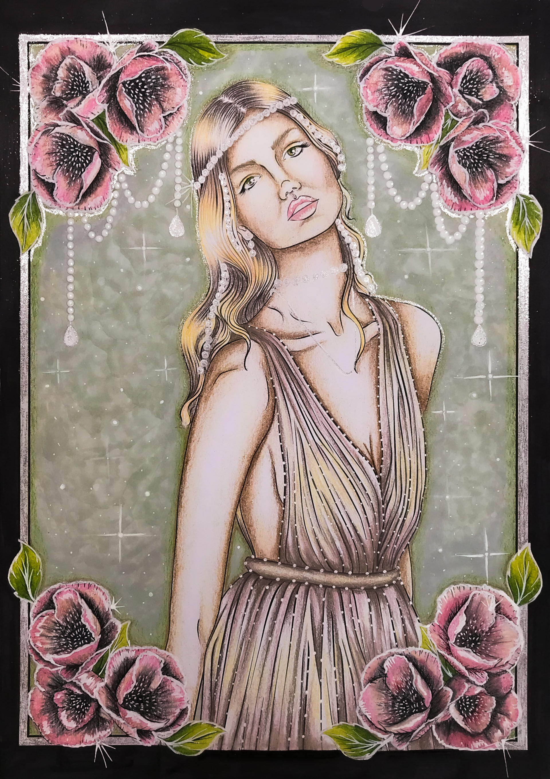 Beautiful Portraits / Wax pencil and alcohol marker illustration