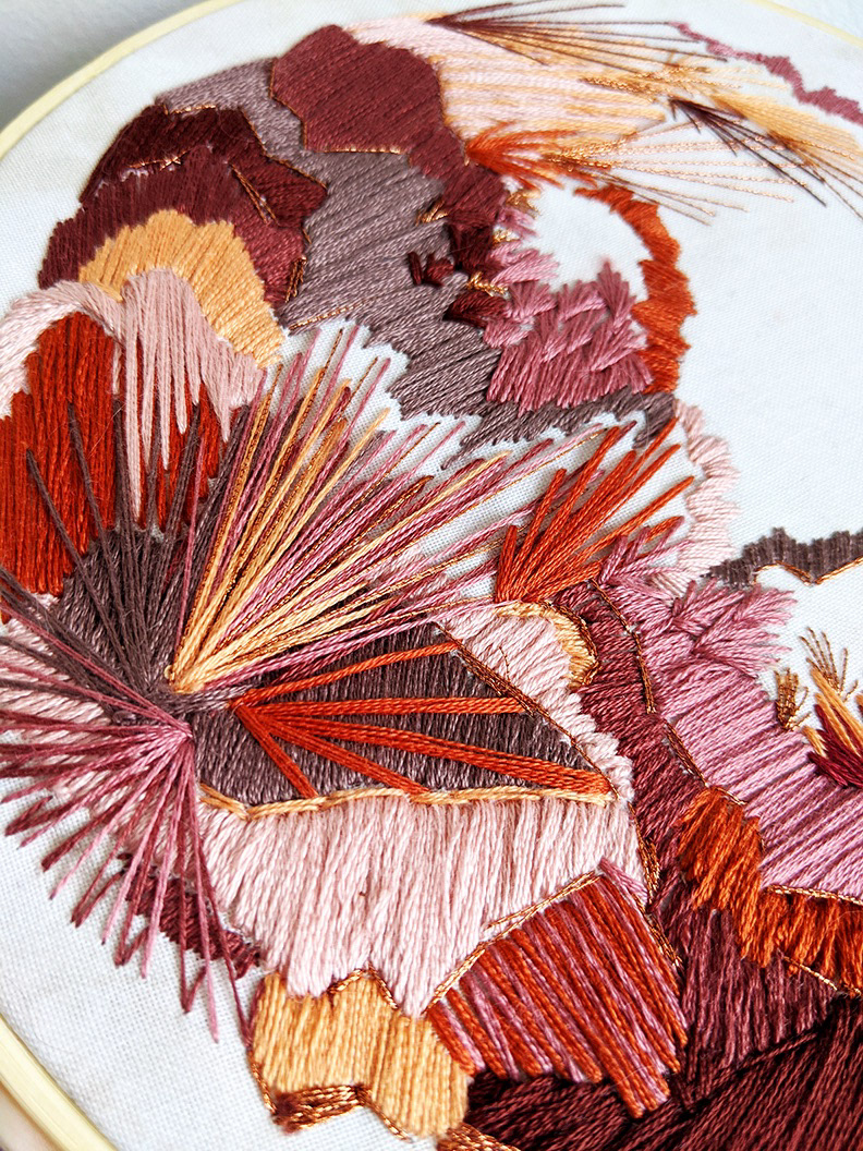 Detail of Growth, 6″, Thread on Cotton Fabric