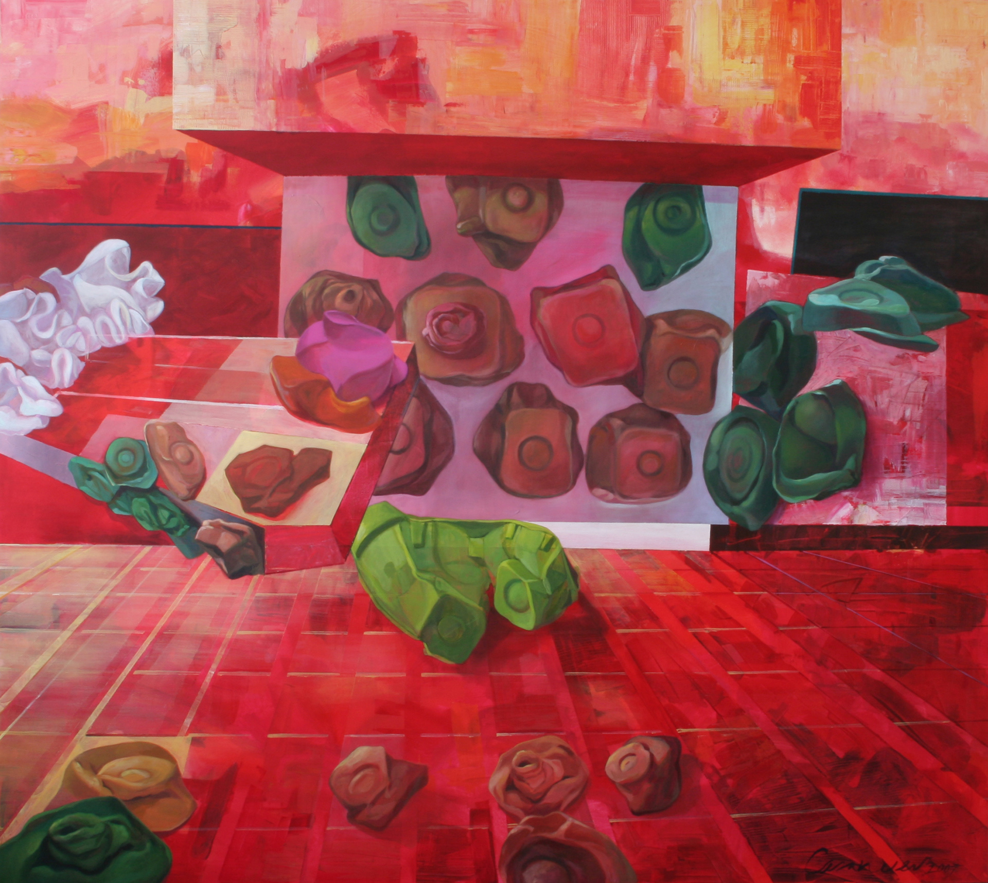 In Szene gesetzt", 2007 - Acryl auf Leinwand / Acrilico sobre lienzo / Acril on canvas - 195 x 175 cm