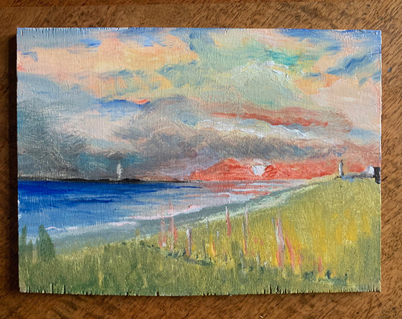 Sunset, Oil on Board, 6"x 8", 2021
