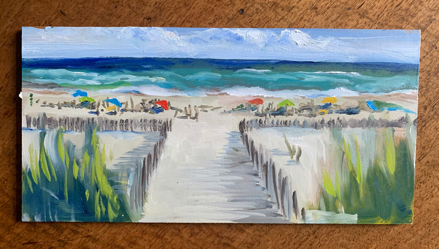 After Lunch, Oil on Board, 6"x 12", 2021