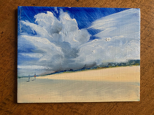 High Morning Cloud, Oil on Board, 6"x 8", 2021