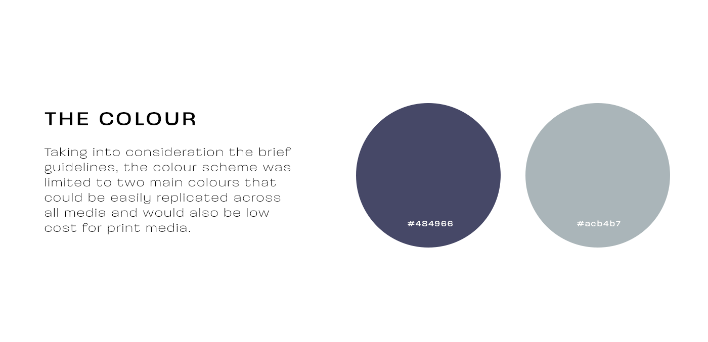 Bolton Graphic designer colour palette taking into consideration the brief guidelines, the colour scheme was limited to two main colours that could be easily replicated across all media