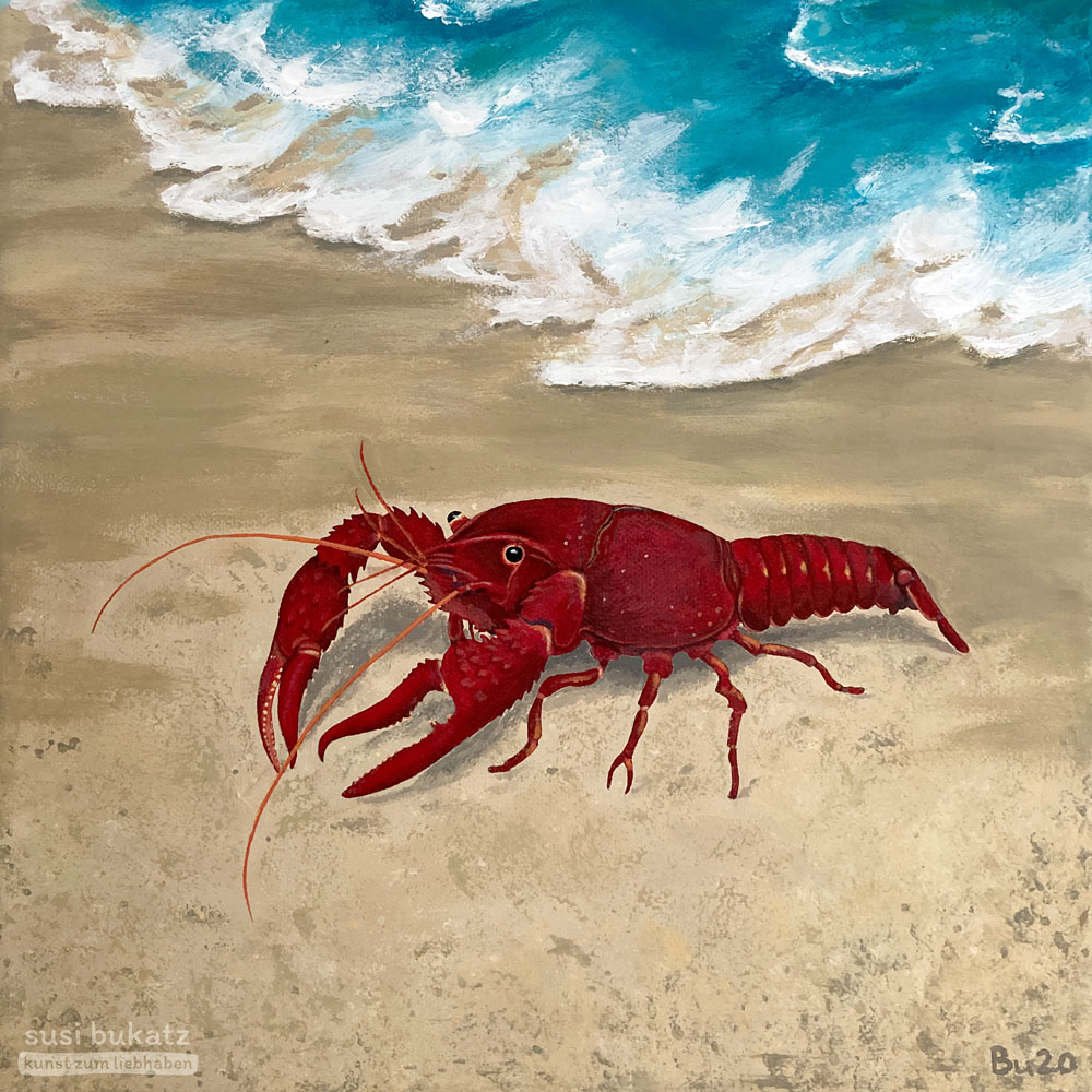 »Krebso beim Strandspaziergang«, 30 x 30 cm 