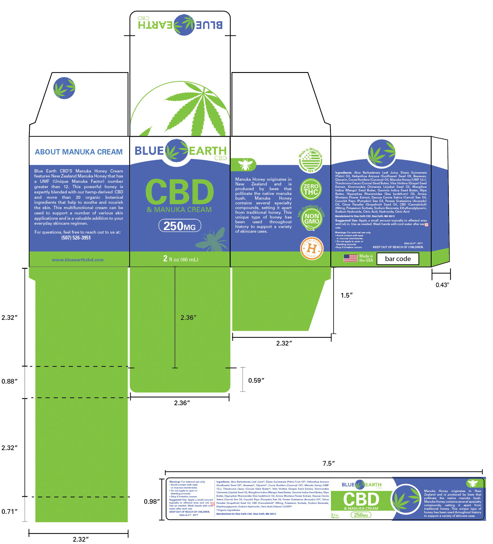CBD and Manuka Cream - Box and label design