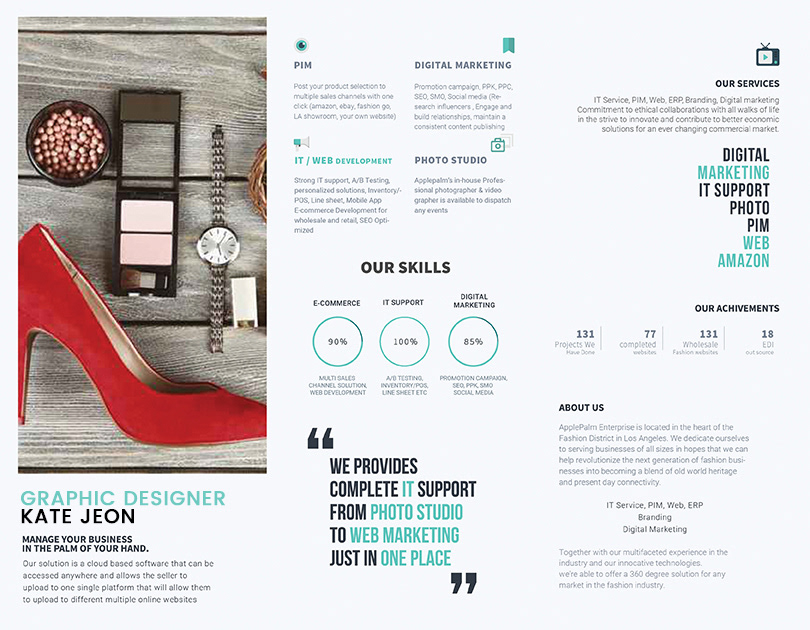 Kate Jeon Web Graphic Designer Portfolio Handy Trifold Brochure