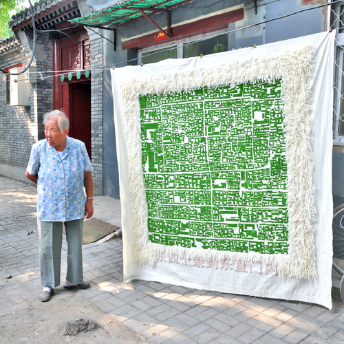 local beijing, residents, map, beijing, traditional, hutong,