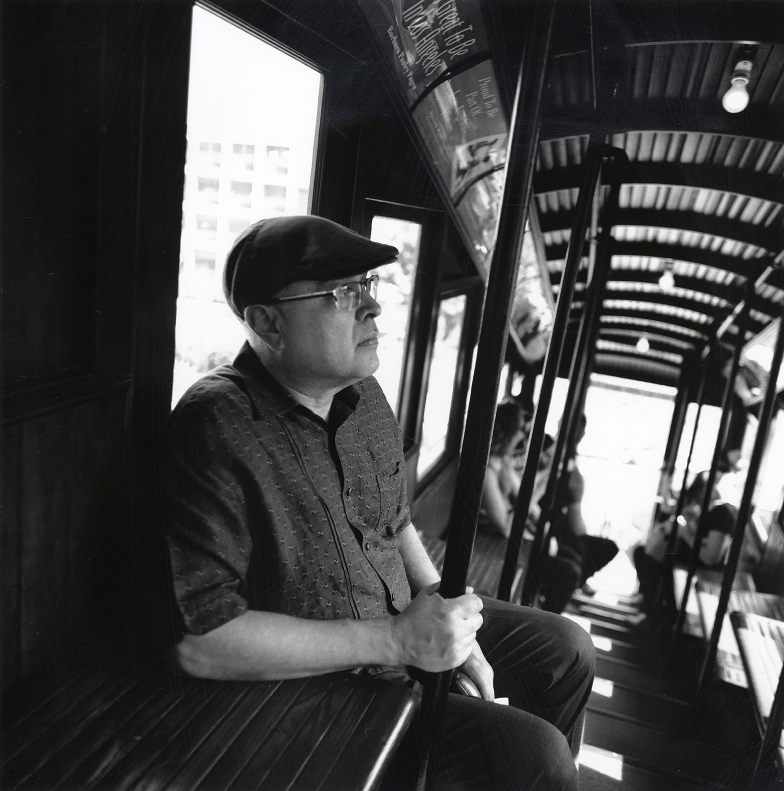 Juliane Backmann, Portrait of Daniel Olivas, silver gelatin print, 11” x 11”