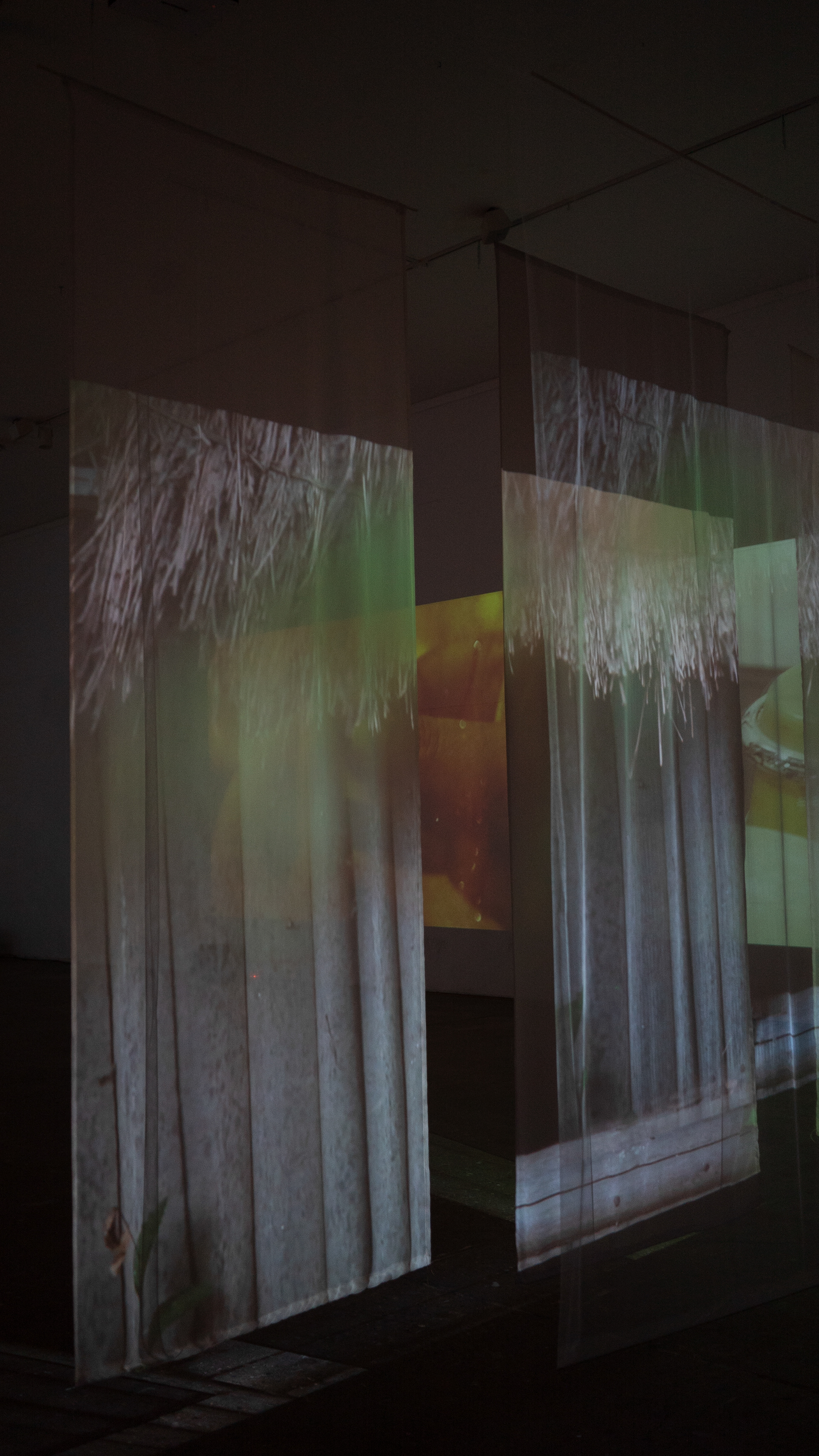 "Sacred Grove," Fabric and video installation, Icebox Project Space, Philadelphia