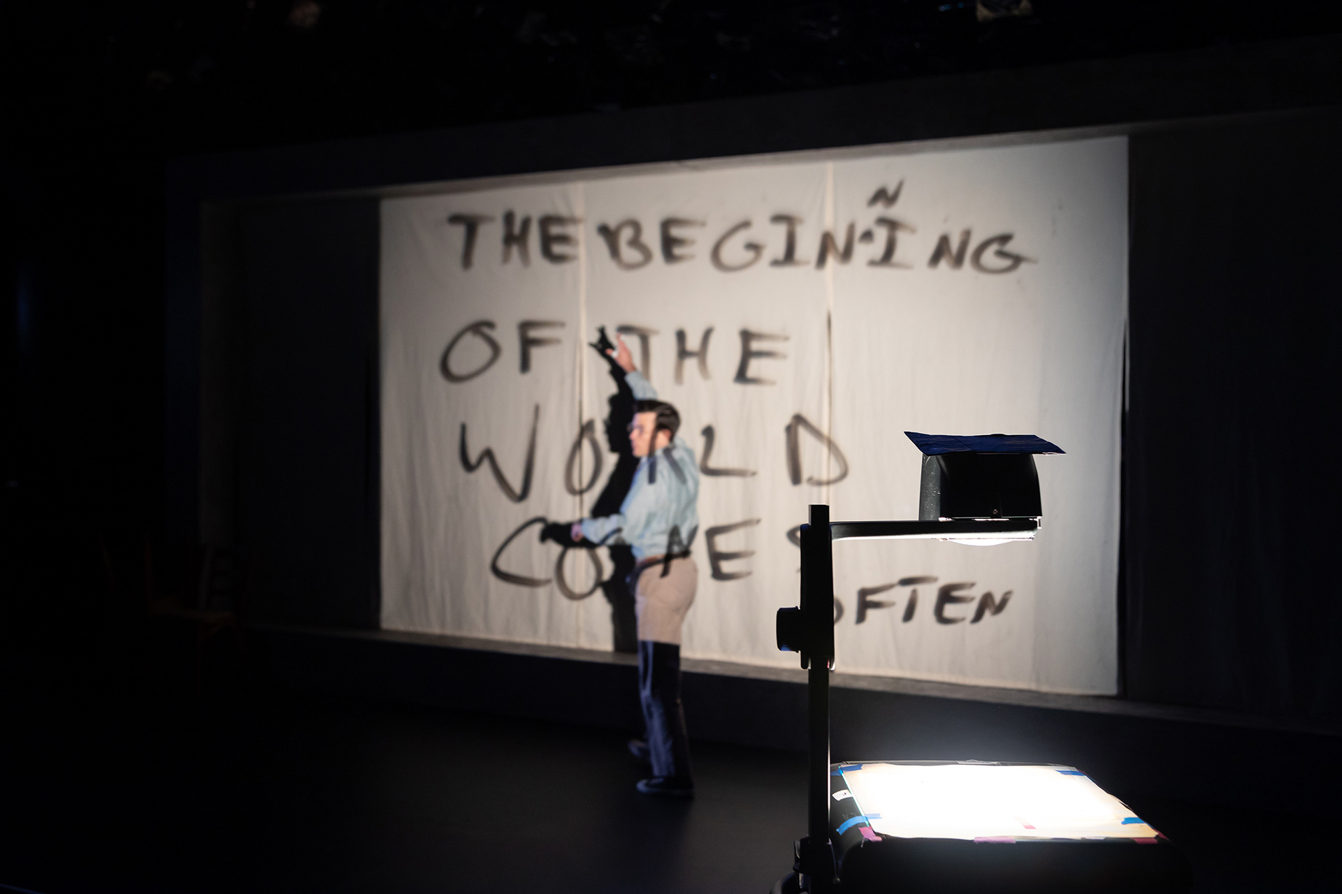 Set designed to be a canvas for overhead projector shadow pupetry