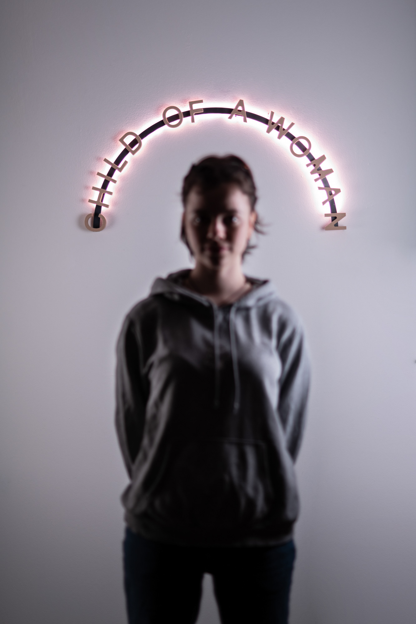 child of a woman, LED MDF iron Steel, 2020