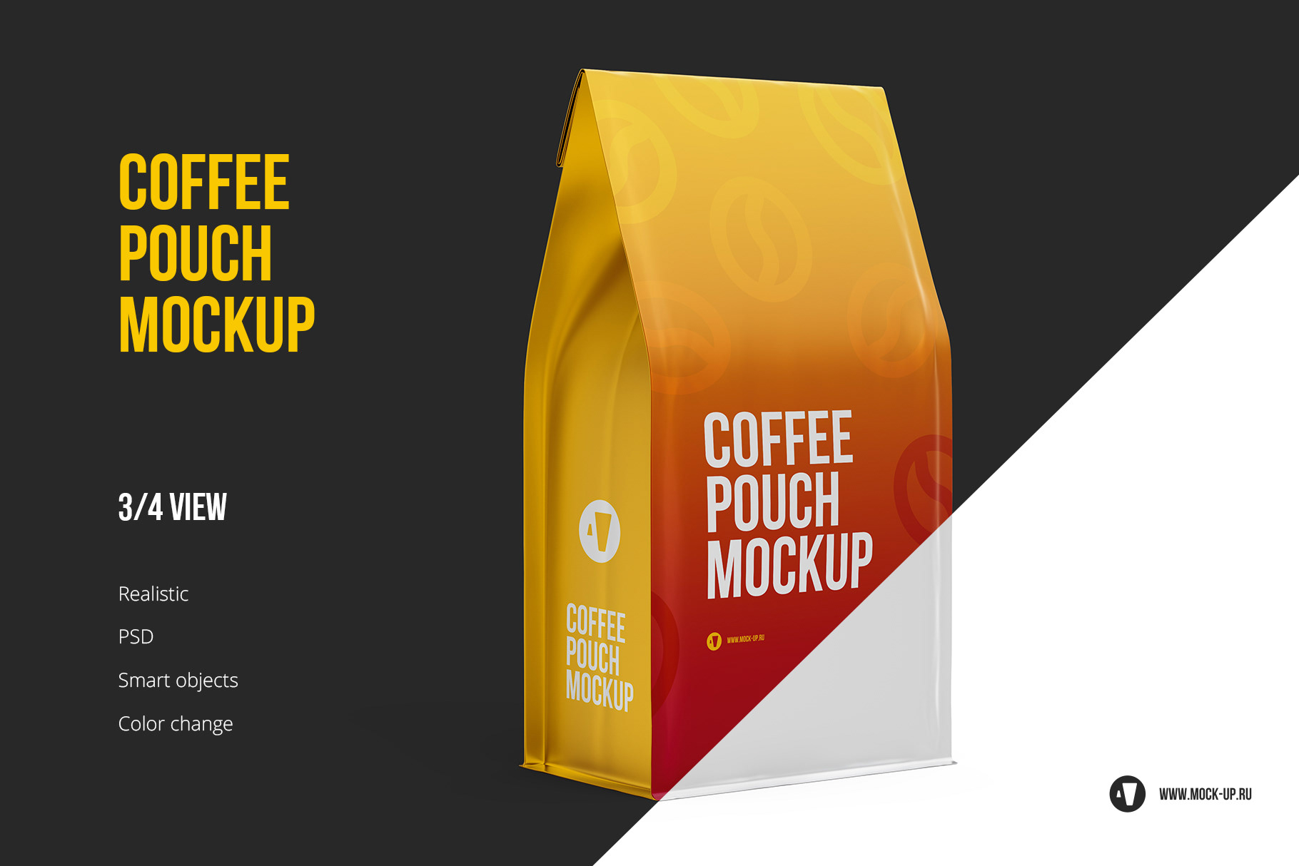 Download Exclusive Product Mockups - Coffee Pouch 3/4 view