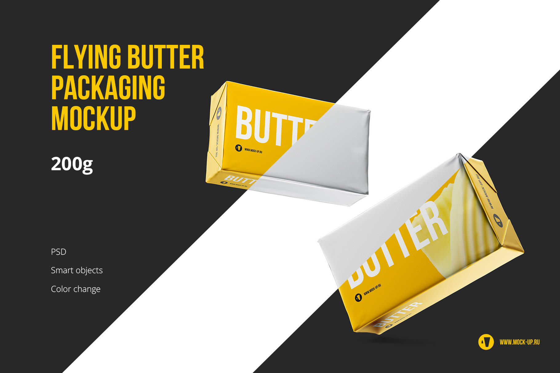 Download Exclusive Product Mockups Flying Butter Block Mockup 200g