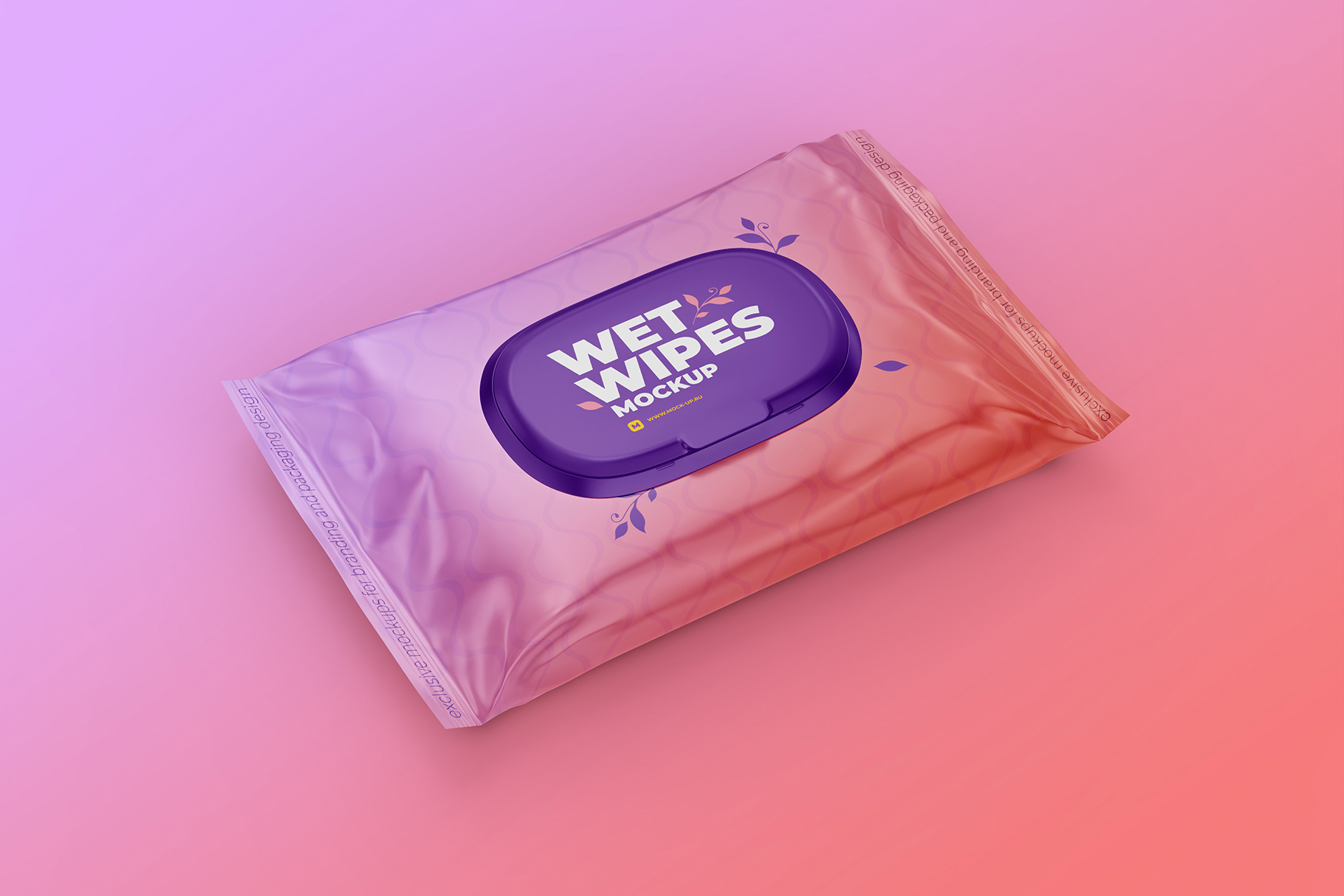 Exclusive Product Mockups - Wet Wipes Mockup. Angled view