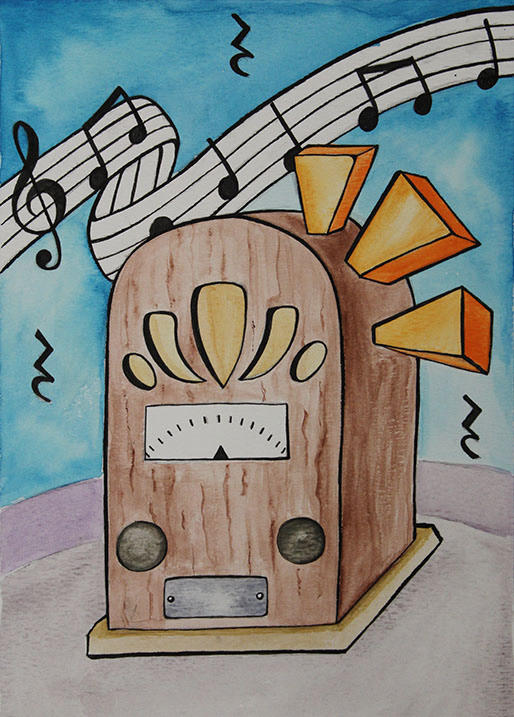 1920's Radio, Watercolor