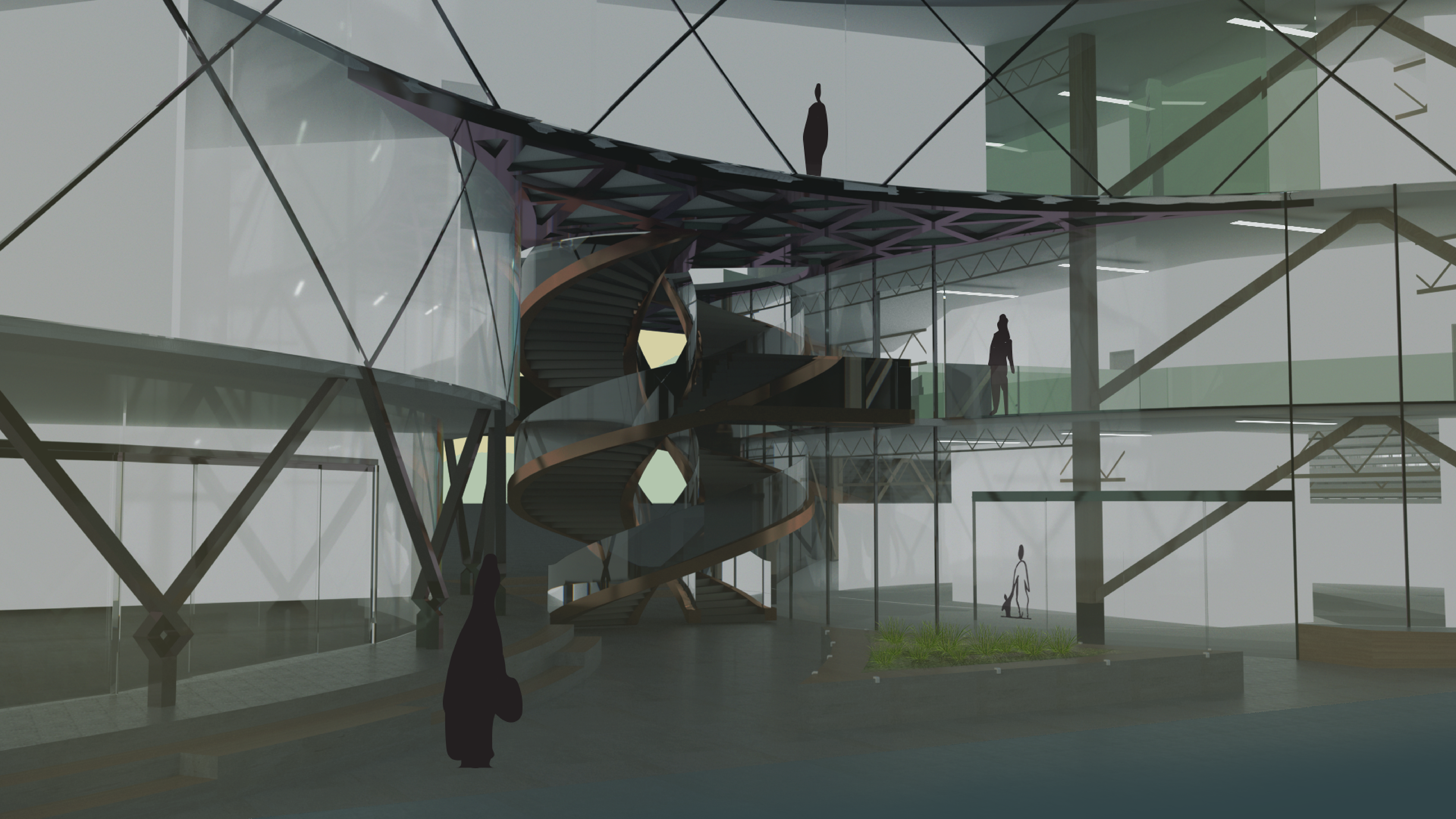 Core Circulation - Custom Double Helix Staircase (Rhino 3d)