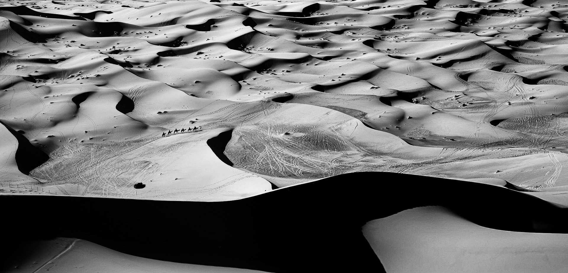 Marokko, Sahara - Kamelkarawane in den Dünen