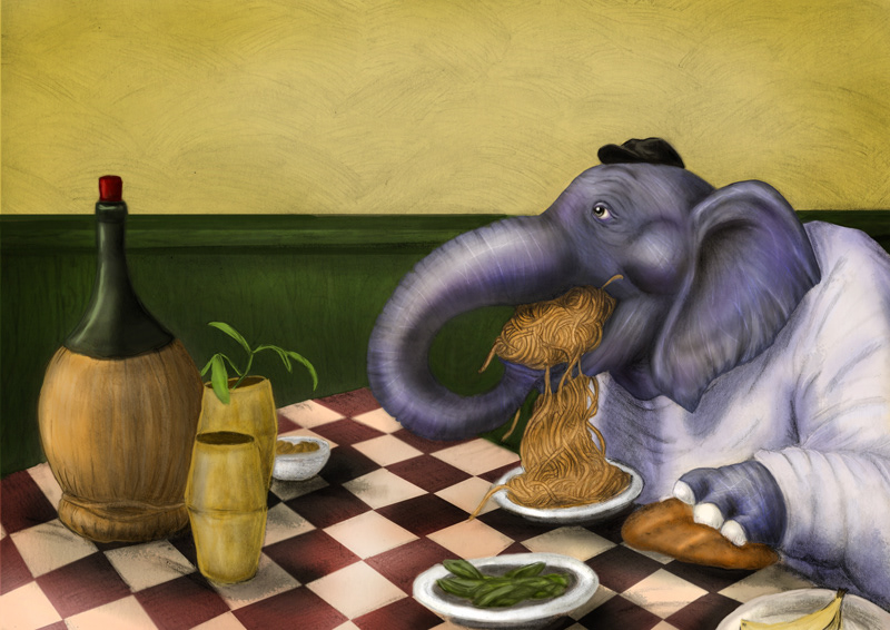 An Elephant in Rome - Graphite and Digital