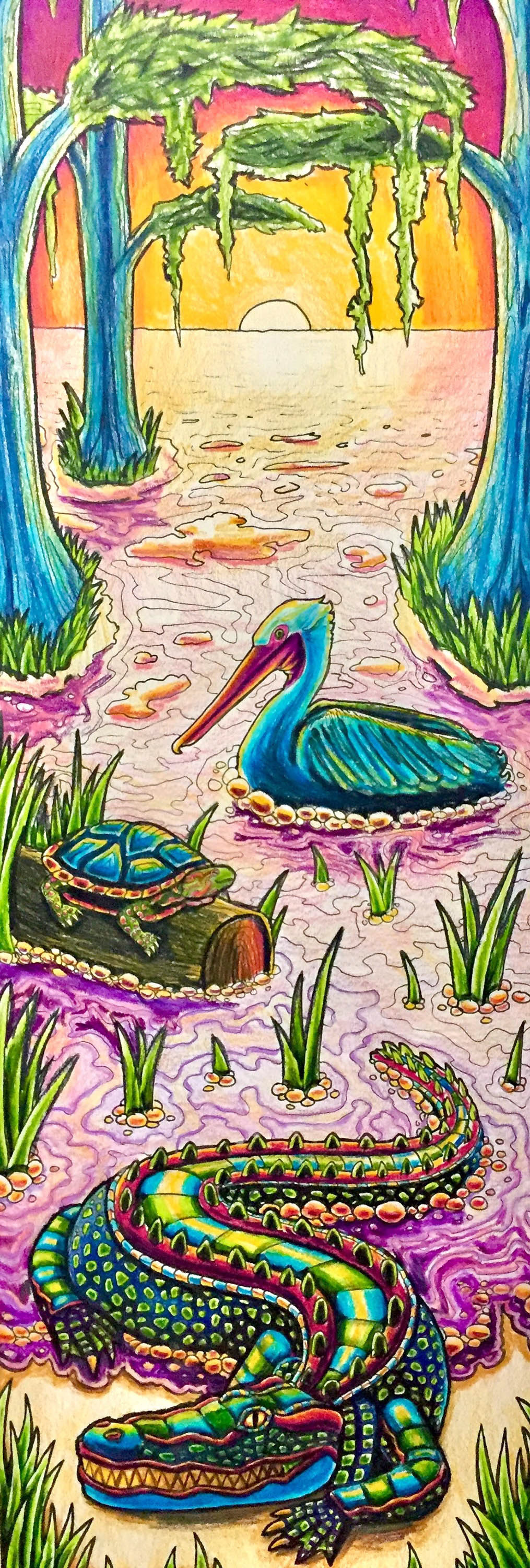 “Southern Shores”, Colored pencil and ink, Jonathan Sauls, Mississippi School of the Arts