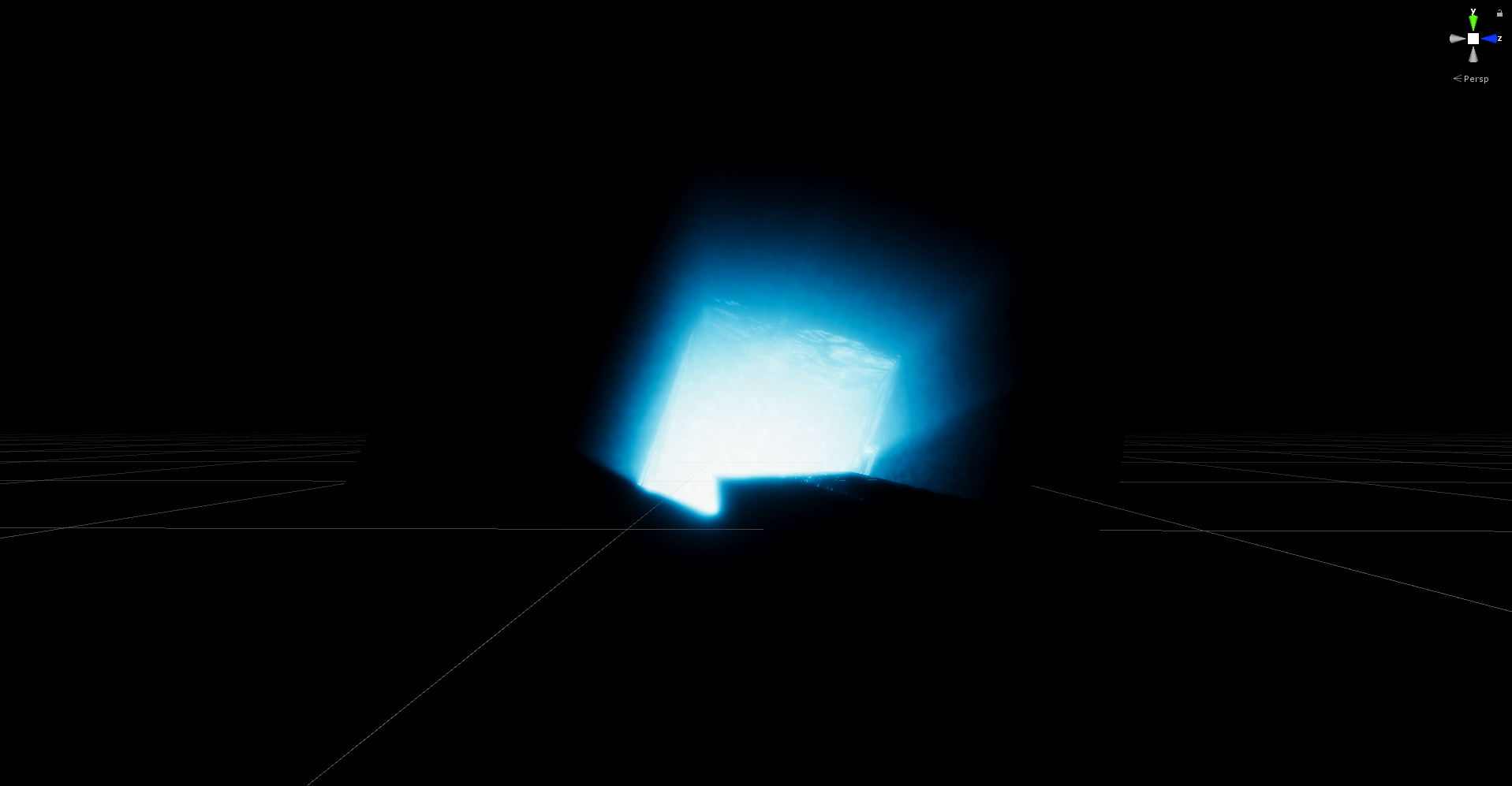 Cold light shines out of the cube