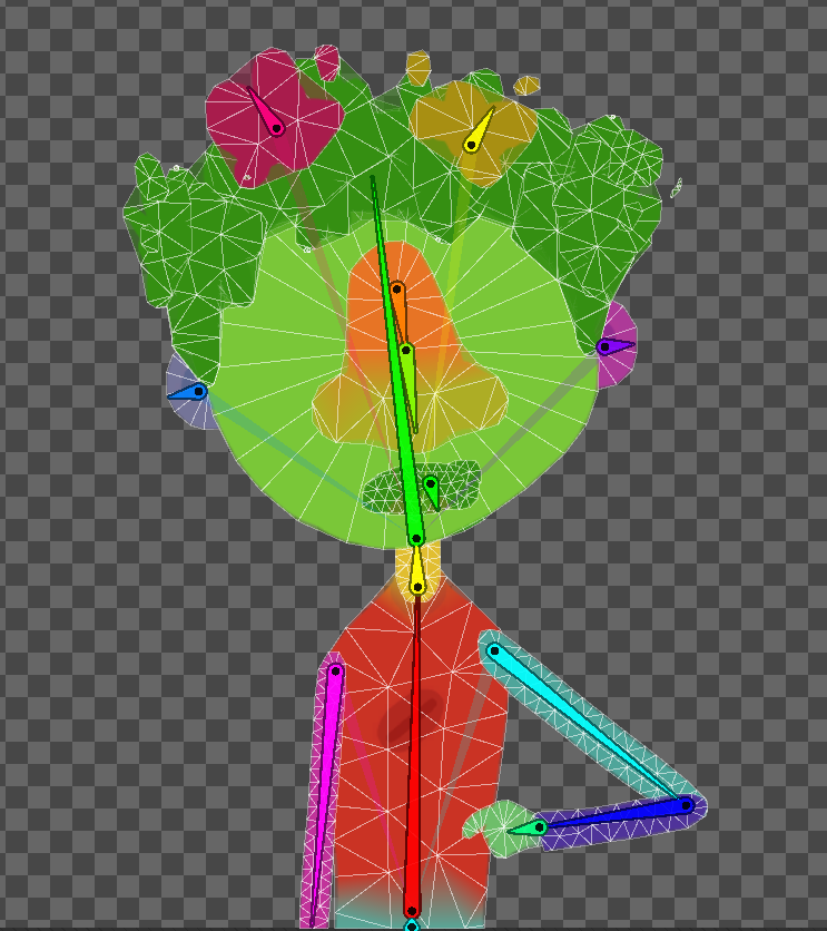 Weightpainting of 2D assets.