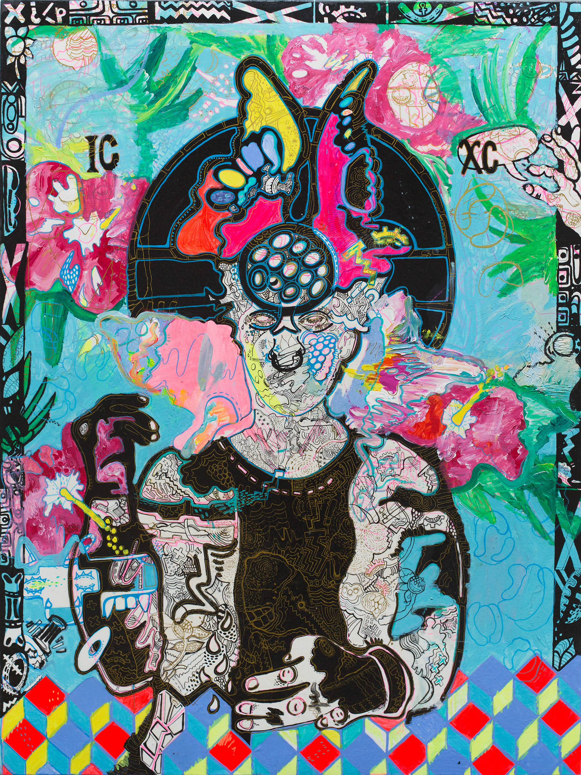 Aidan - 4x6' - oil, acrylic, and paint pen on canvas