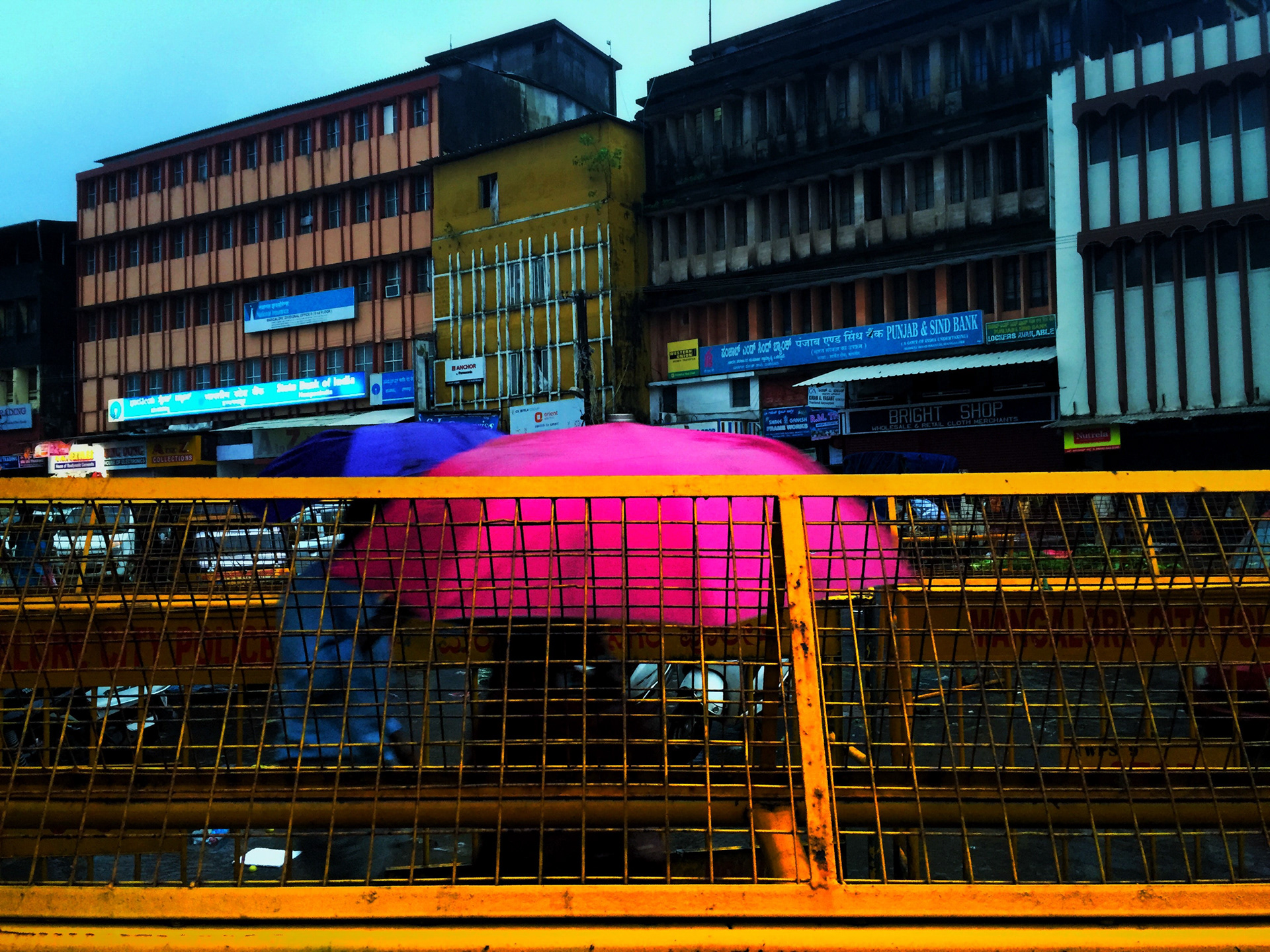 Pink Umbrella at Central Market. Mangalore, 2015