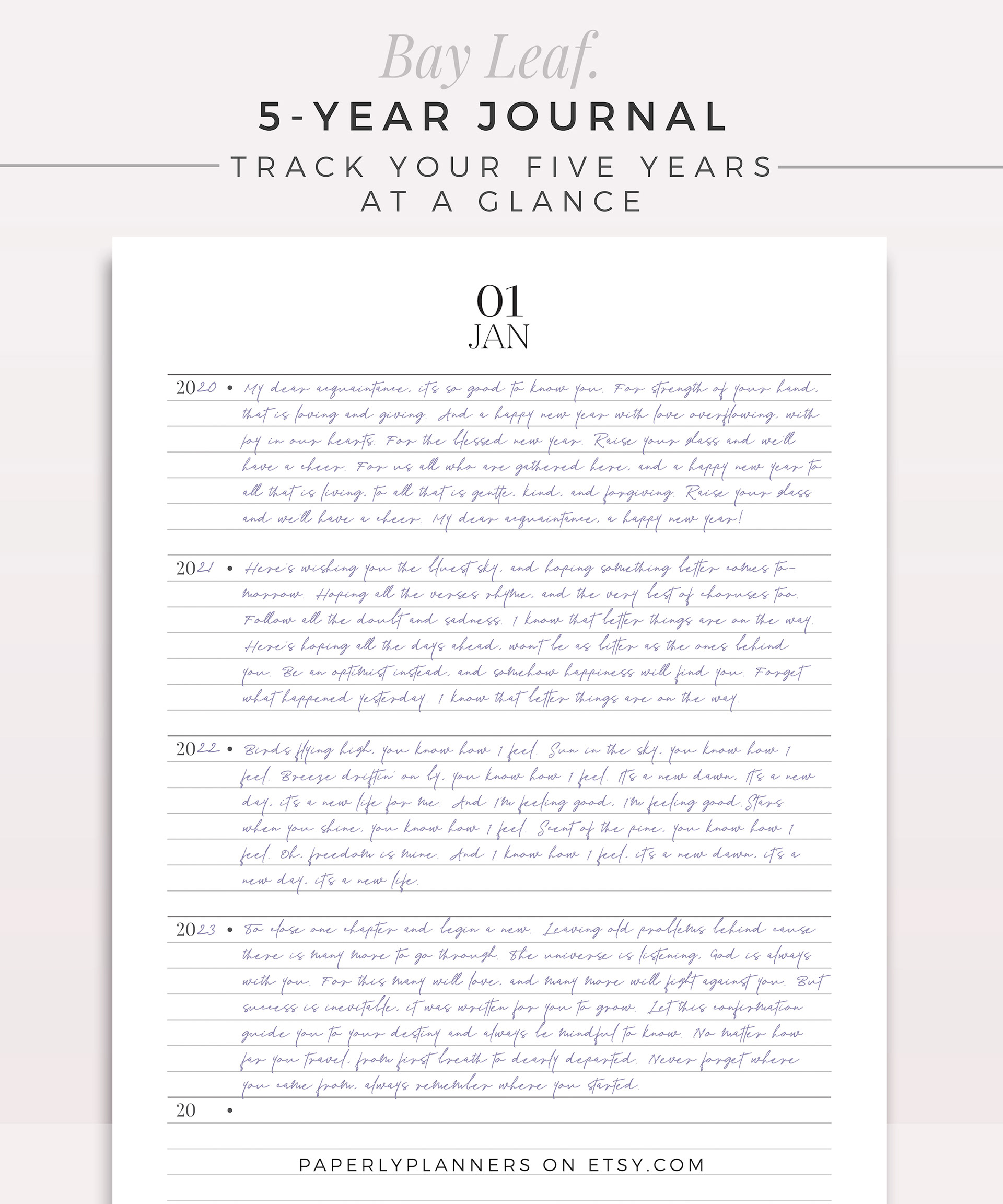 Paperly Planners - Beautiful, Productive. - BAY LEAF 5-Year Journal