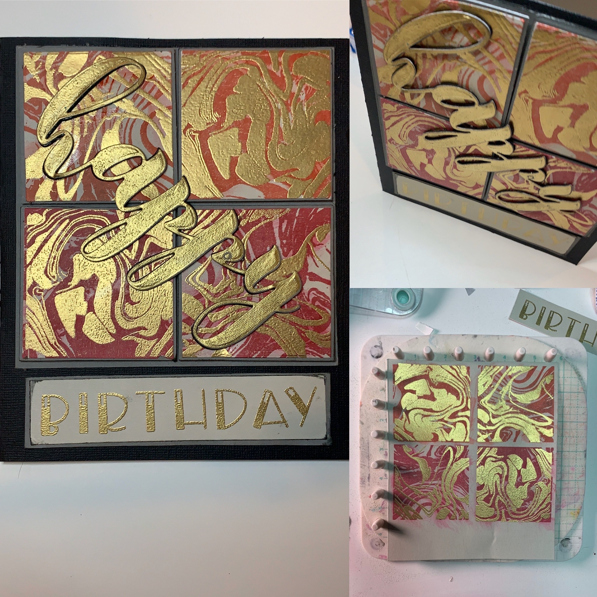 Marble gold stamped and embossed Happy Birthday Card (With raised sentiment)