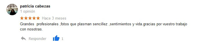 Opinión del trabajo fotográfico comentando grandes profesionales, fotos que plasman sencillez, sentimientos y vida. Da 5 estrellas.