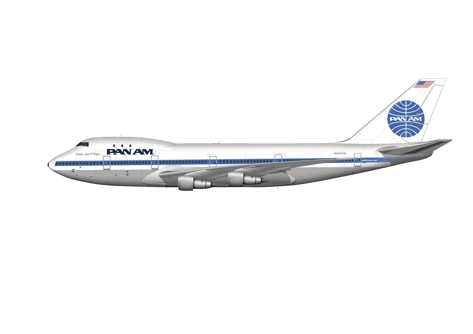 Boeing 747-100 Pan Am Clipper Juan T Trippe Mahogany Desktop Airplane Model 